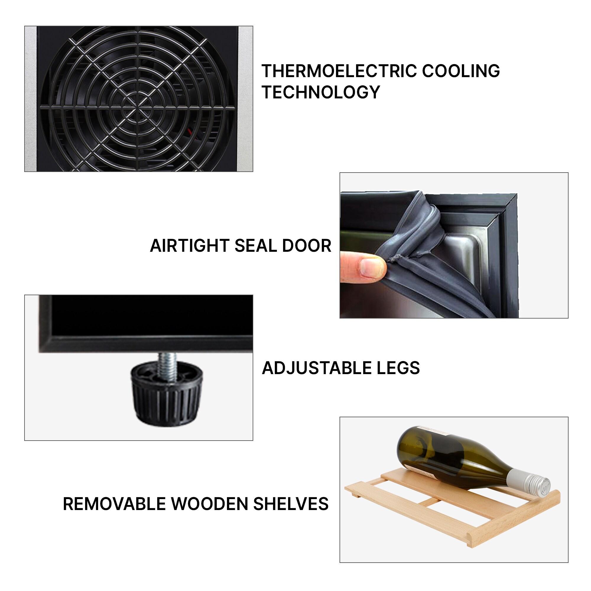 Koolatron Wine Cooler Refrigerator 12 Bottle Deluxe Countertop Compact Wine Cellar, Small Freestanding: Black Glass Door, Thermoelectric, 6 Shelves