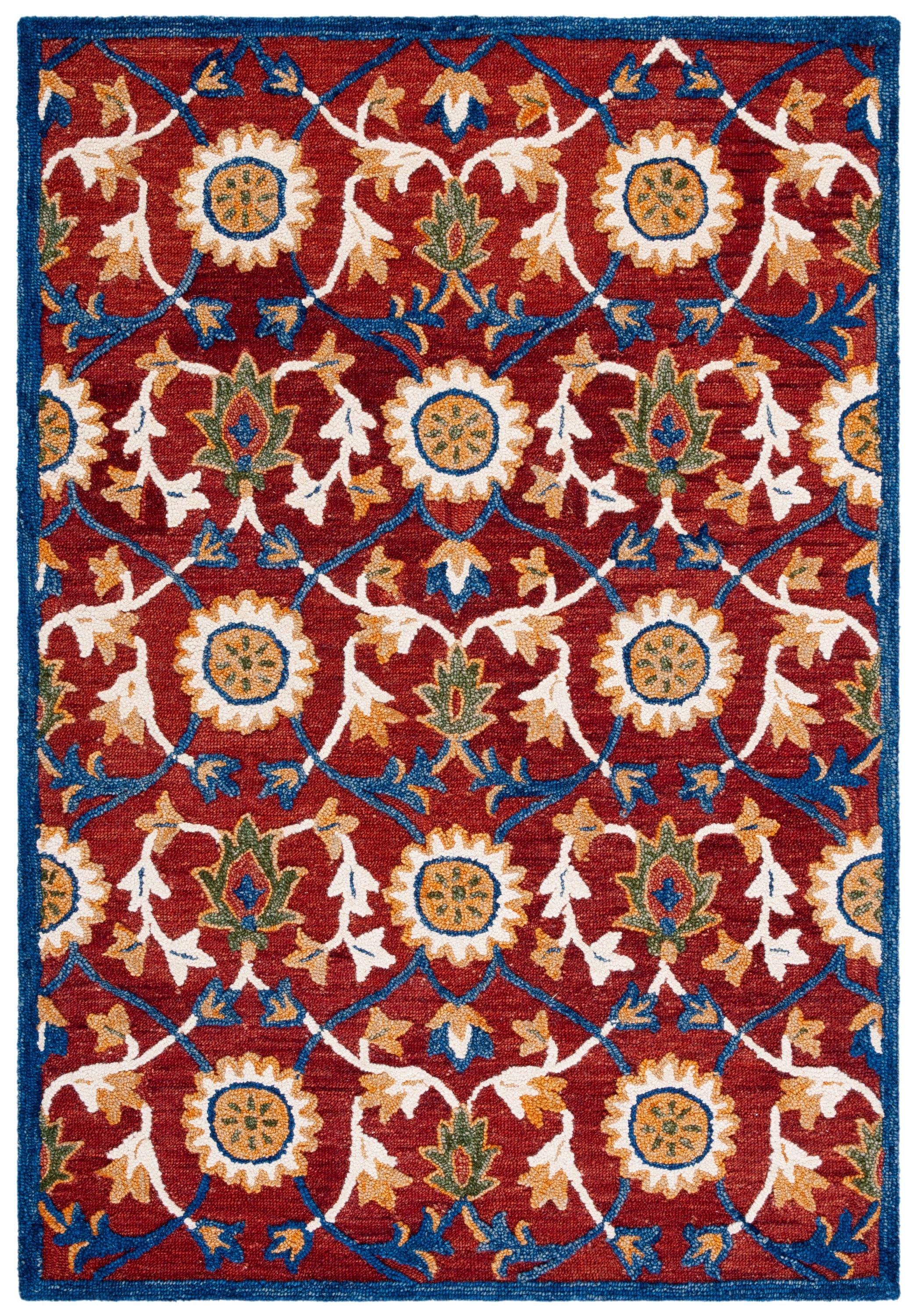 Blossom BLM564 Hand Tufted Area Rug - Rust/Blue - 4'x6' - Safavieh.
