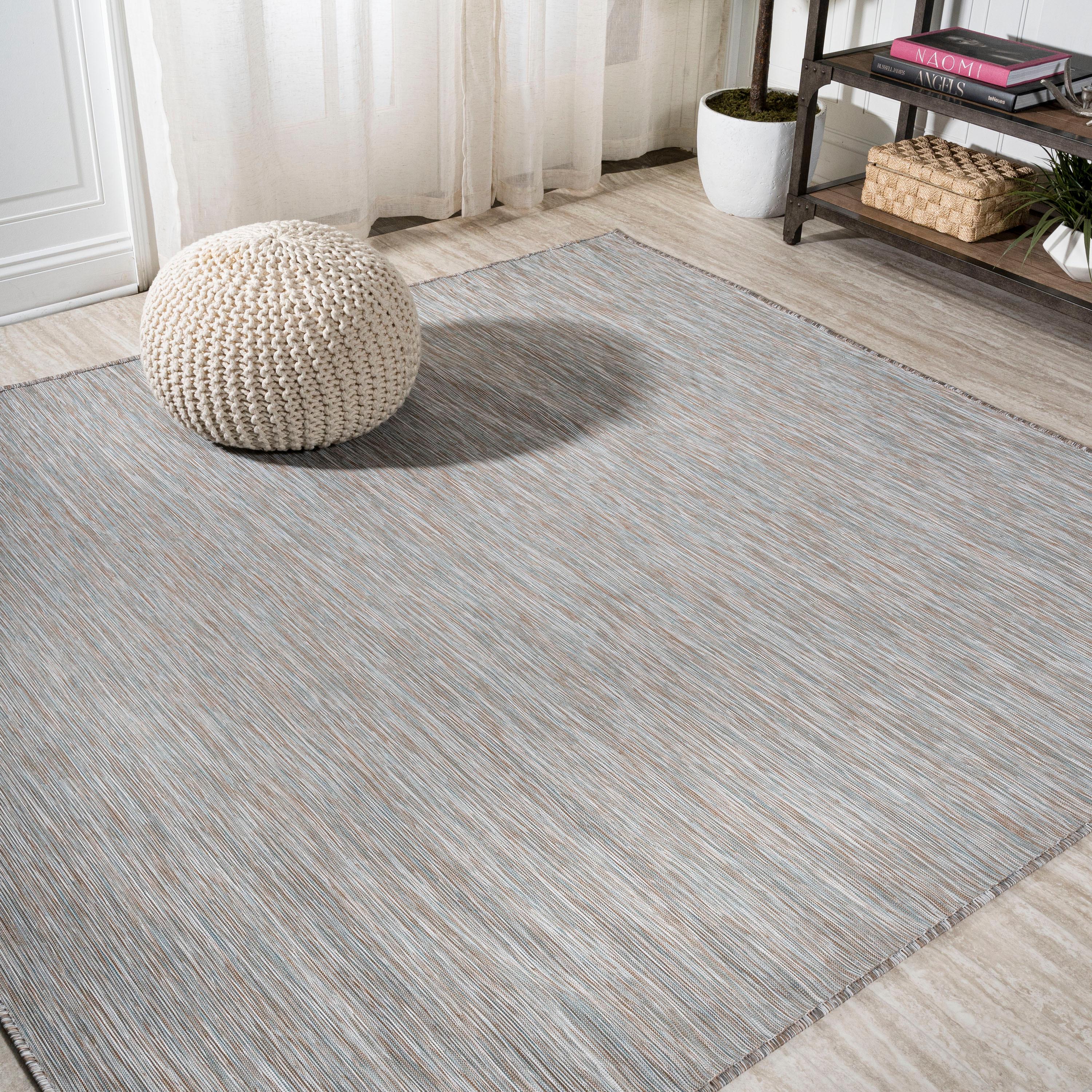 6'x6' Ethan Modern Flatweave Solid  Area Rug, Gray - JONATHAN Y