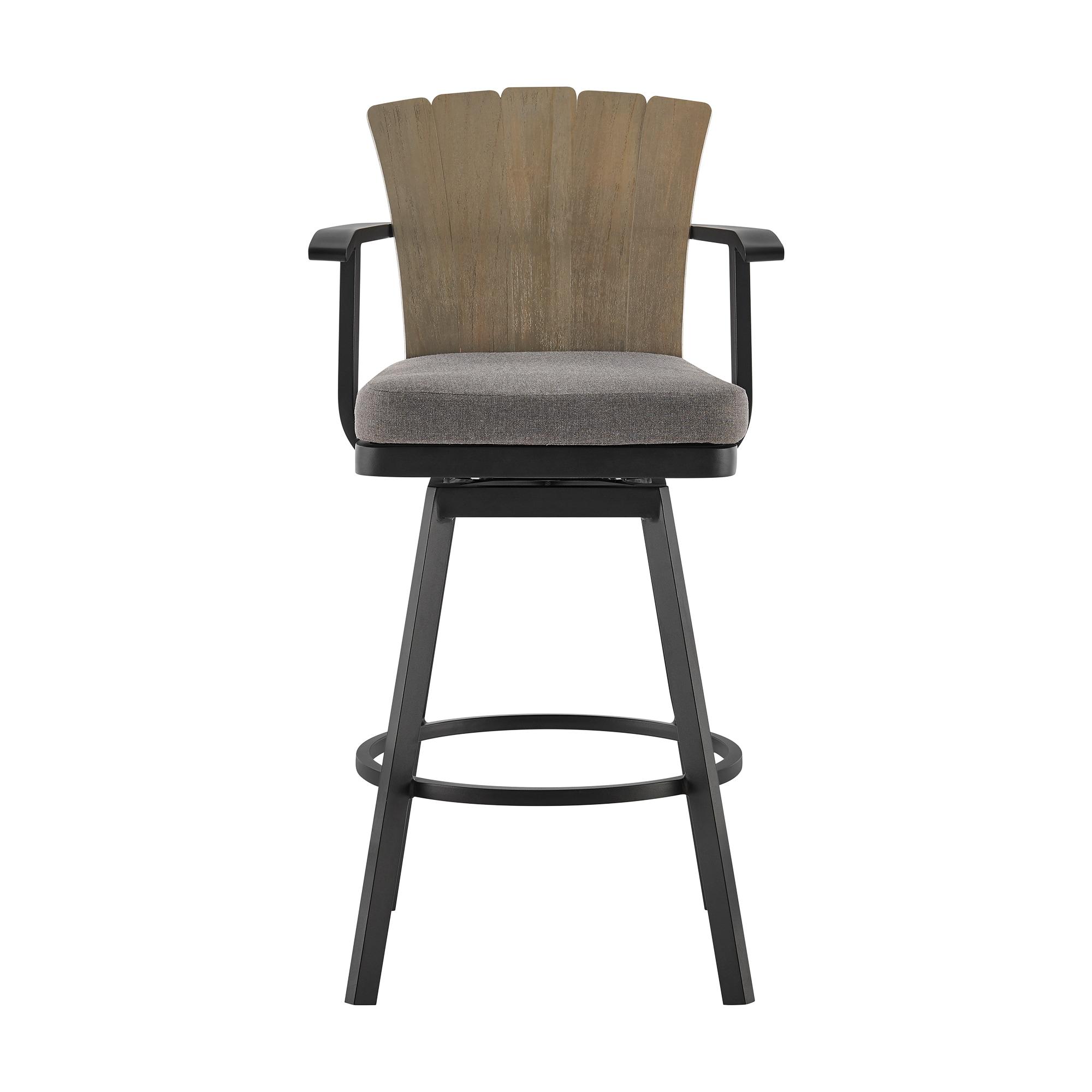 Javin Swivel Outdoor Metal Counter or Bar Height Bar Stool with Cushion