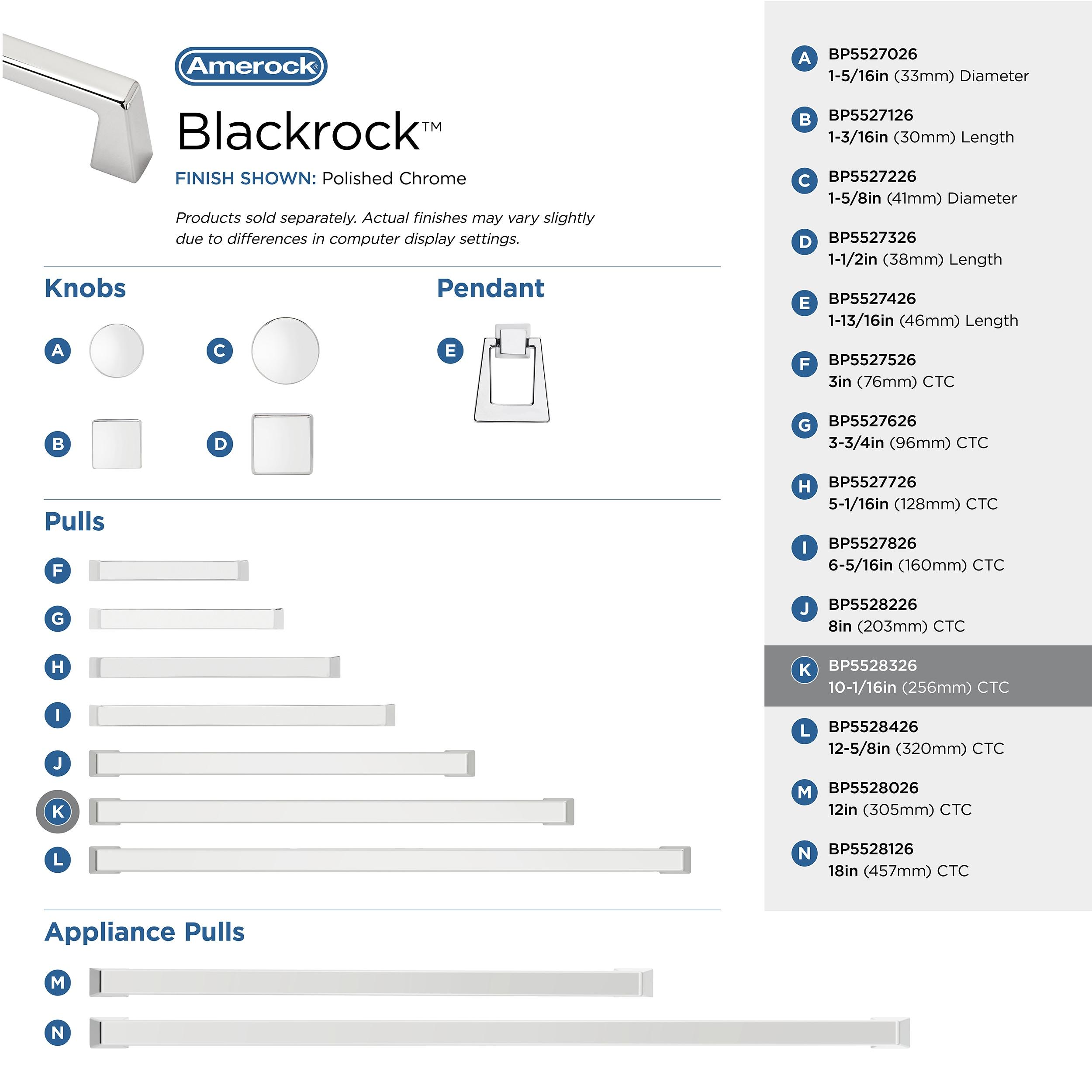 Amerock Blackrock 10-1/16 inch (256mm) Center-to-Center Polished Chrome Cabinet Pull