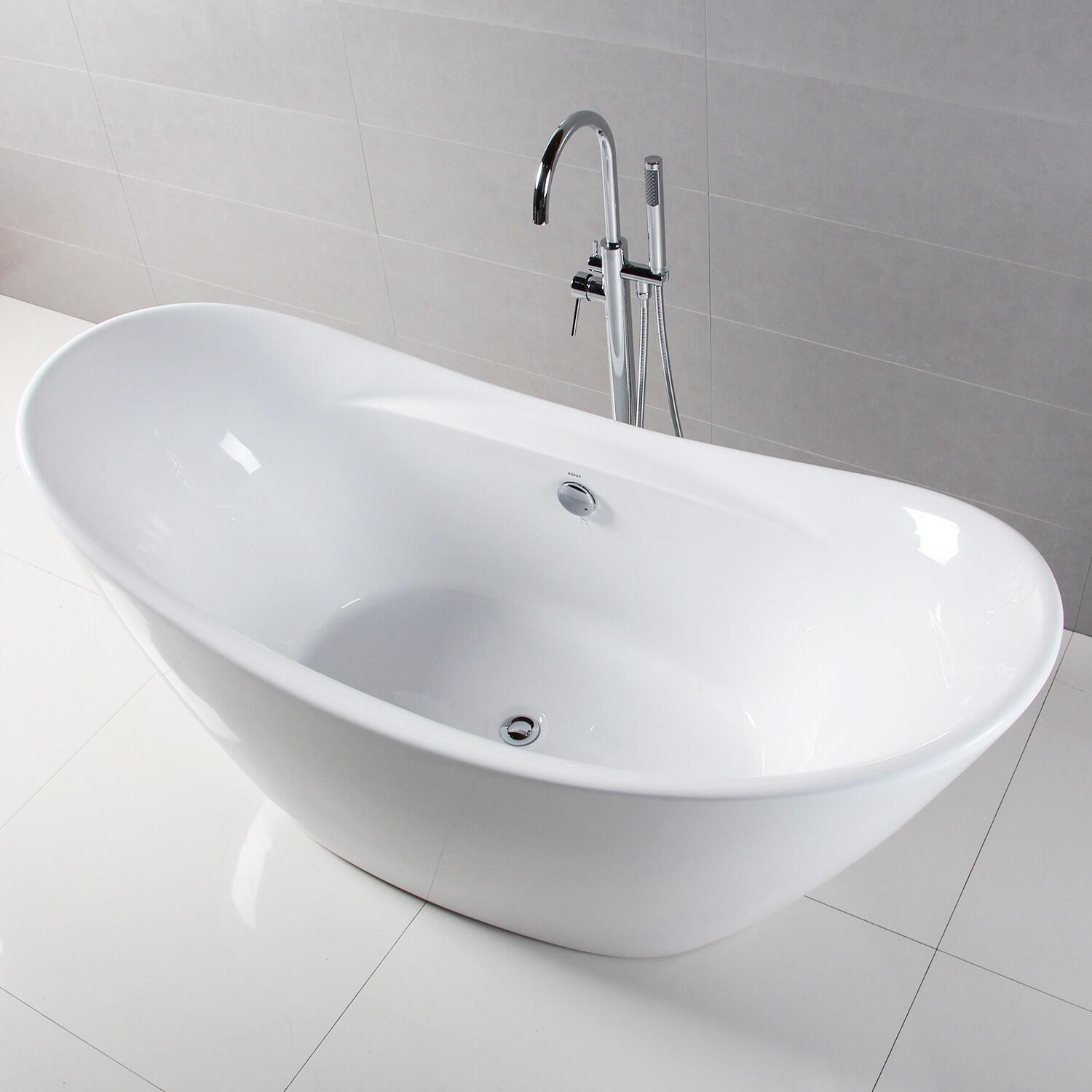 FerdY Boracay 67" Acrylic Freestanding Bathtub With Chrome Drain