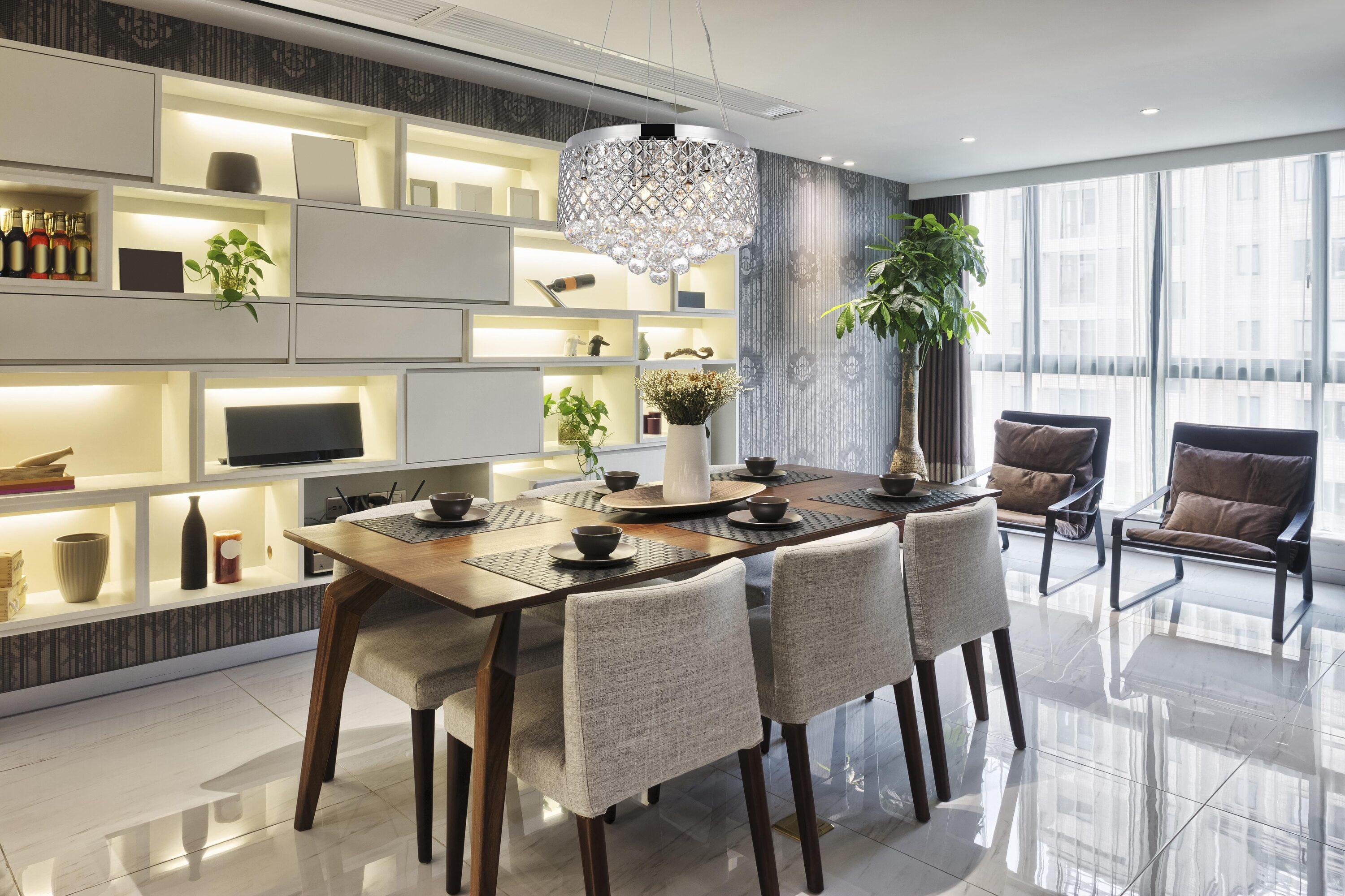 Elegant Lighting Tully 6 lights pendant in chrome