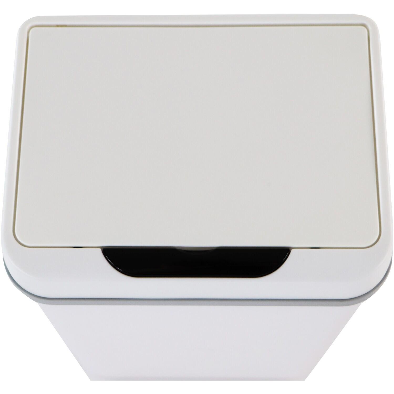 White Plastic Touchless Motion Sensor Trash Can, 2.3 Gallons