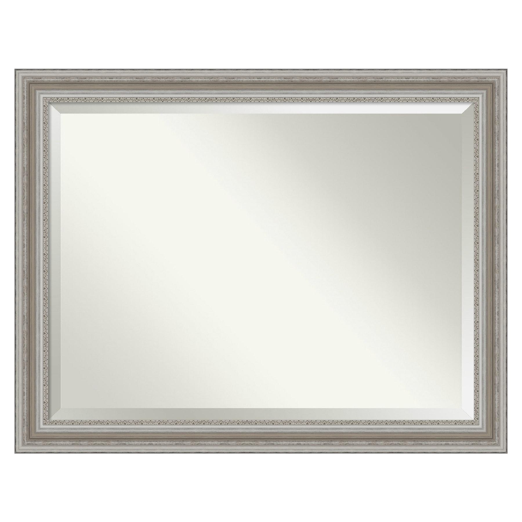 46" x 36" Parlor Framed Wall Mirror Silver - Amanti Art: Modern Beveled, No Assembly Required