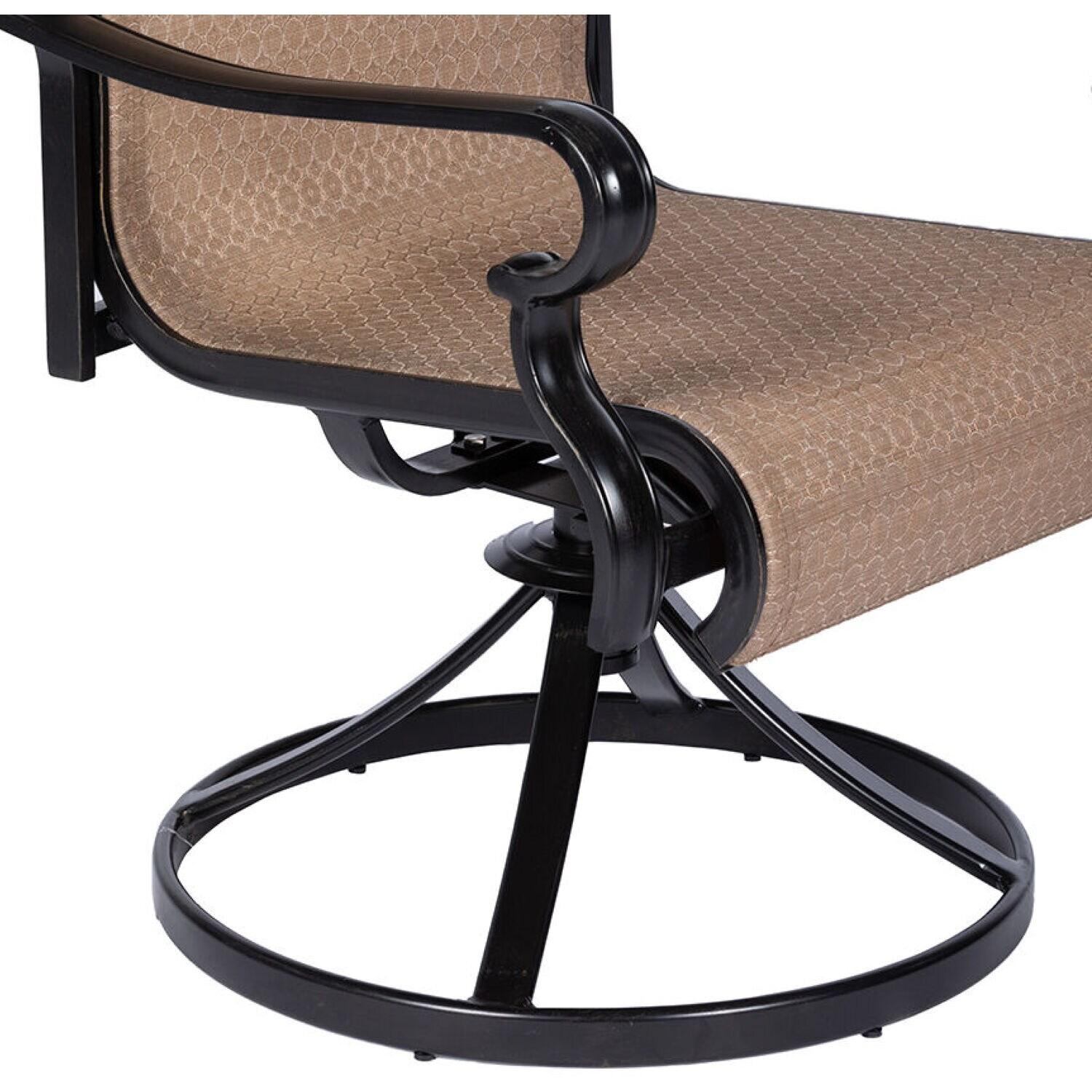 Hanover Brigantine Juego de Comedor Moderno para Exteriores de 7 Piezas / 4 Sillas con Cabestrillo, 2 Balancines Giratorios / Mesa con Tapa de 40'' x 70'' / Clima, Xido, Resistente a UV / Bronceado / BRIGDN7PCSW-2