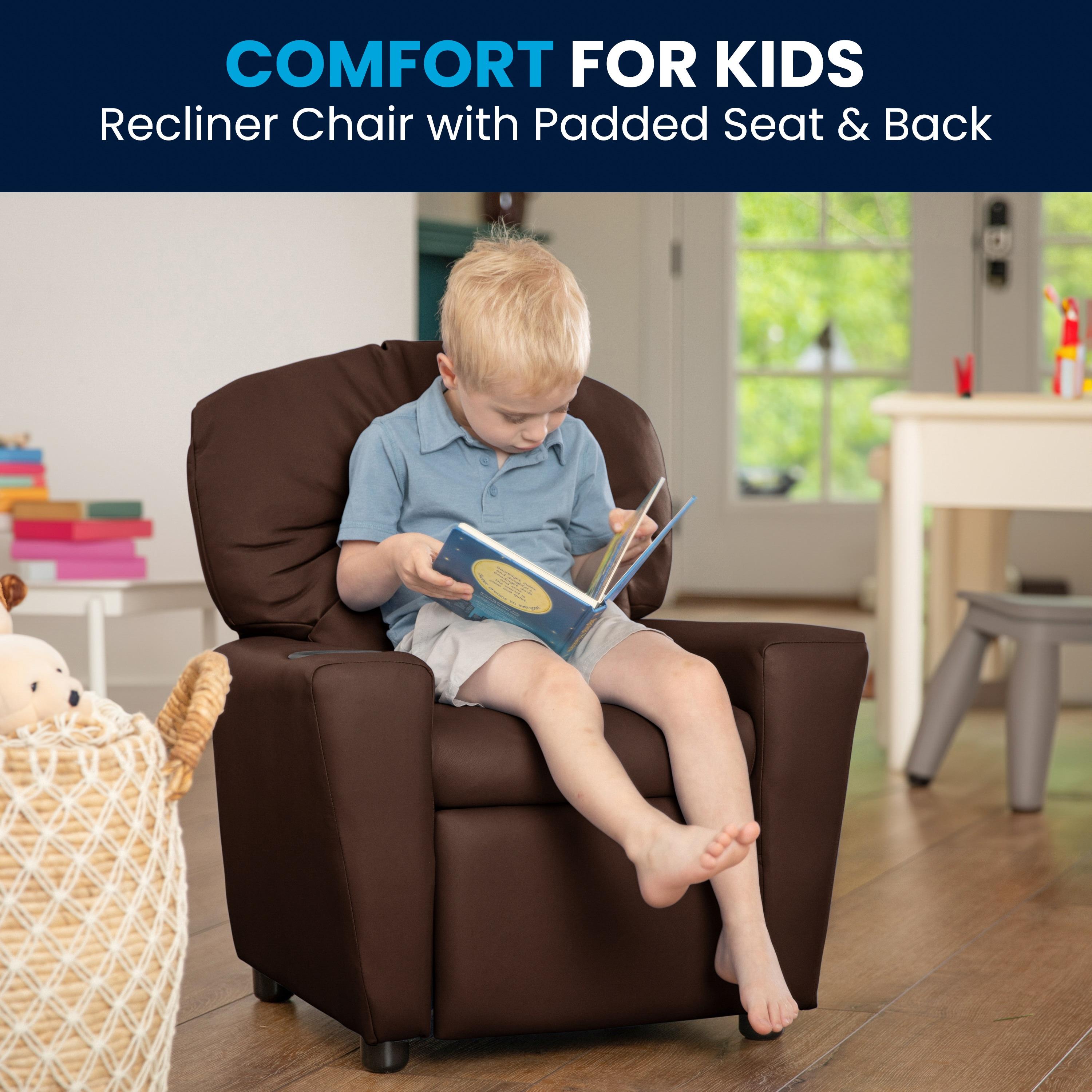 Flash Furniture Chandler Contemporary Brown LeatherSoft Kids Recliner with Cup Holder