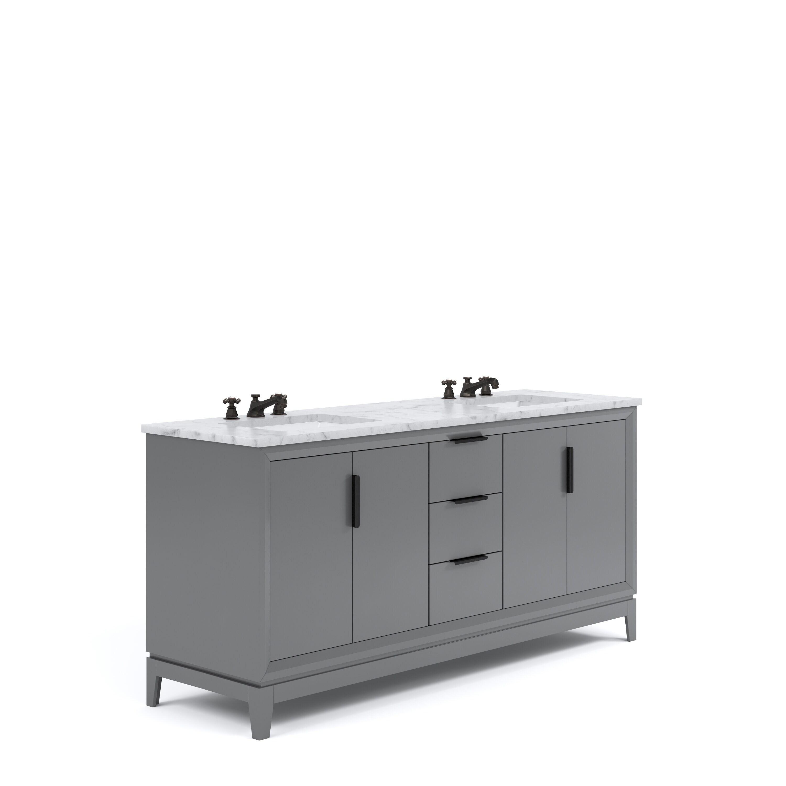 Elizabeth 72" Cashmere Grey Double Sink Freestanding Bathroom Vanity with Marble Top