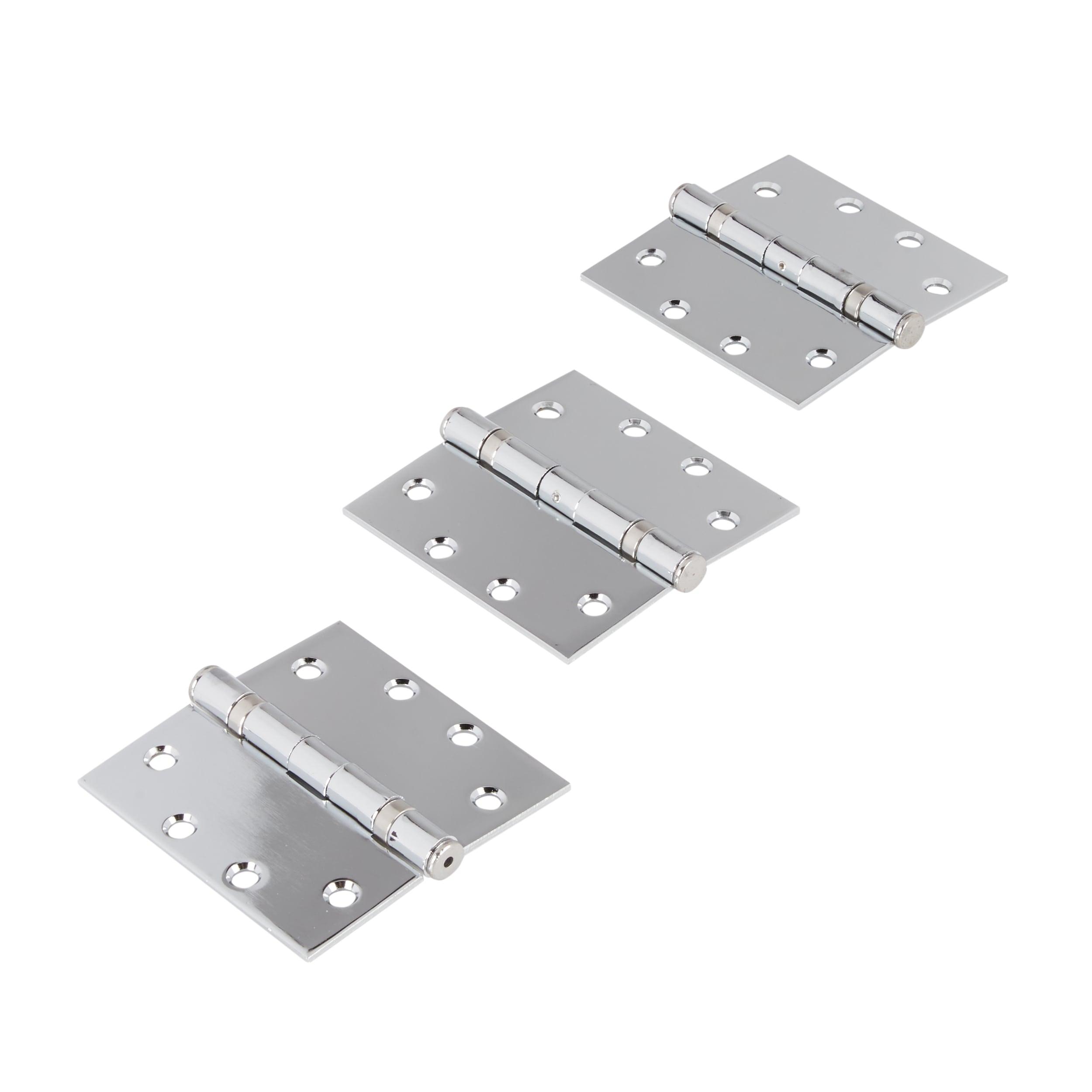 Global Door Controls 4.5 in. x 4.5 in. Full Mortise Squared Ball Bearing Hinge with Non-Removable Pin - Pack of 3 (Set of 3)