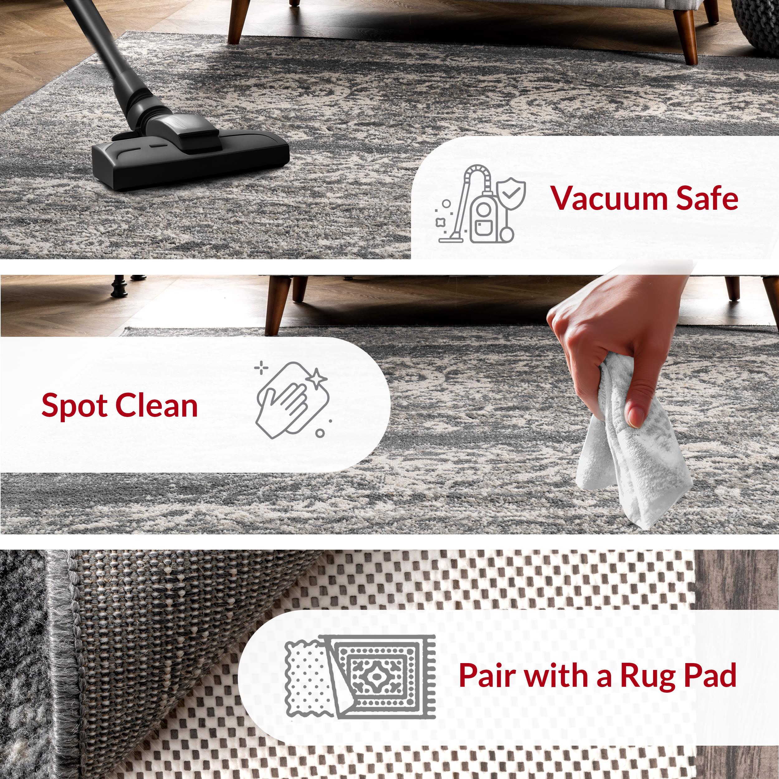 Nuloom Freja Oriental/Persian 9x12 Indoor Area Rug for Living Room Bedroom Dining Room Kitchen, Dark Grey/Ivory