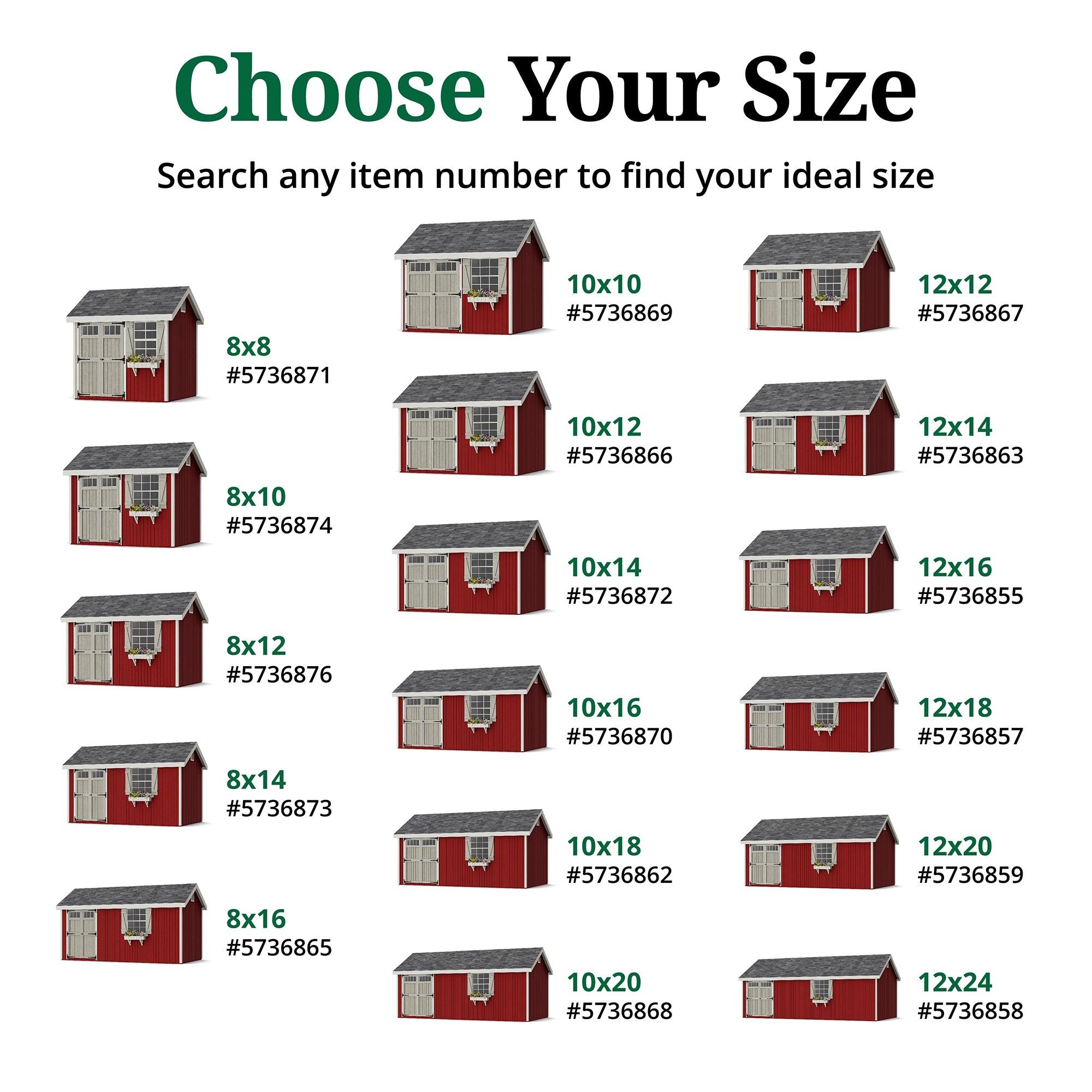 Little Cottage Co. 8x16 Colonial Pinehurst Shed with Operable Window, Outdoor Wood Storage Do-It-Yourself Precut Kit