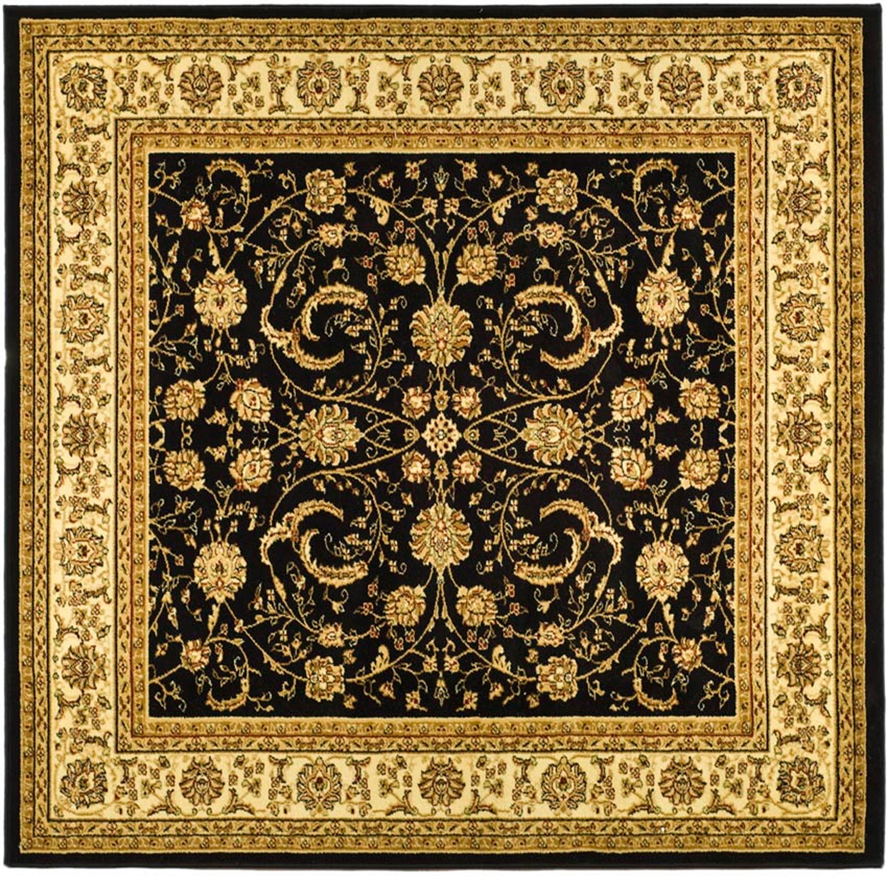 Lyndhurst LNH219 Power Loomed Area Rug - Black/Ivory - 6'x6' - Safavieh