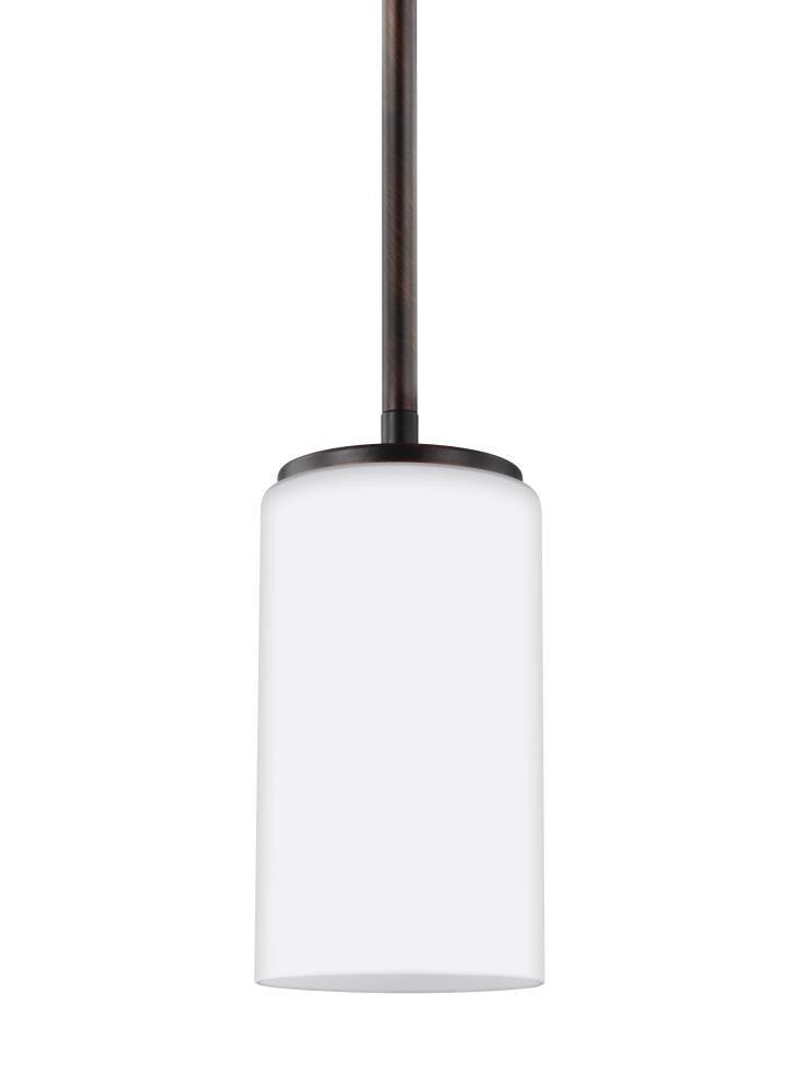 Generation Lighting Hettinger Burnt Sienna Transitional Etched Glass Cylinder Mini Outdoor Hanging Pendant Light