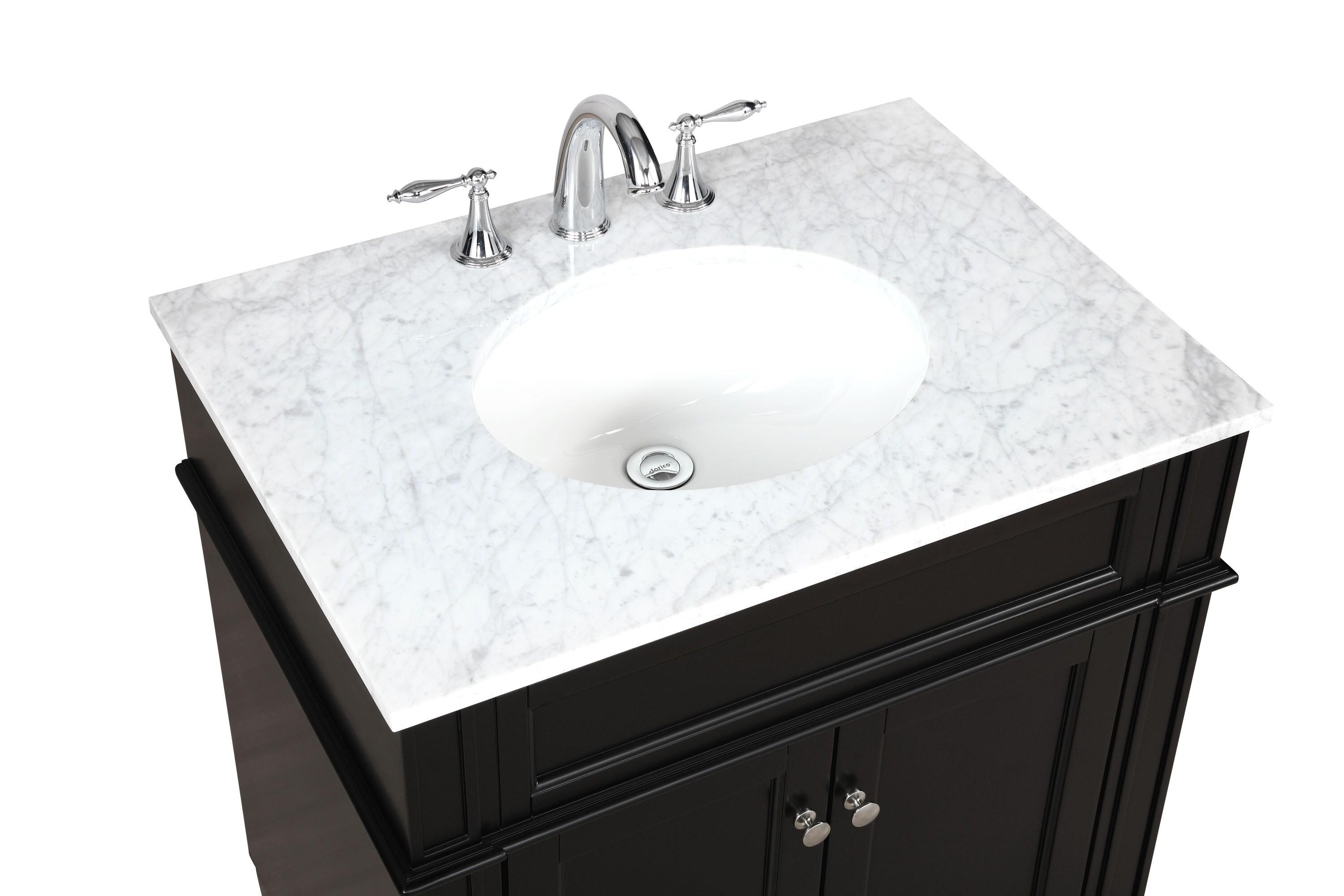 Elegant Decor Park Avenue 30" Solid Wood & Metal Single Bathroom Vanity in Black