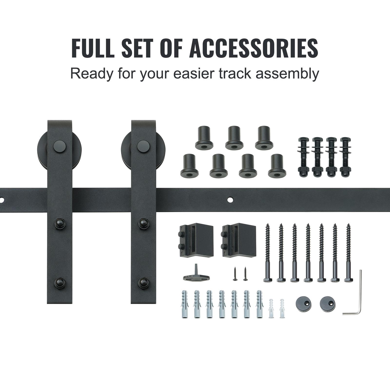 VEVOR Black Steel Single Door Barn Door Hardware Kit Standard Single