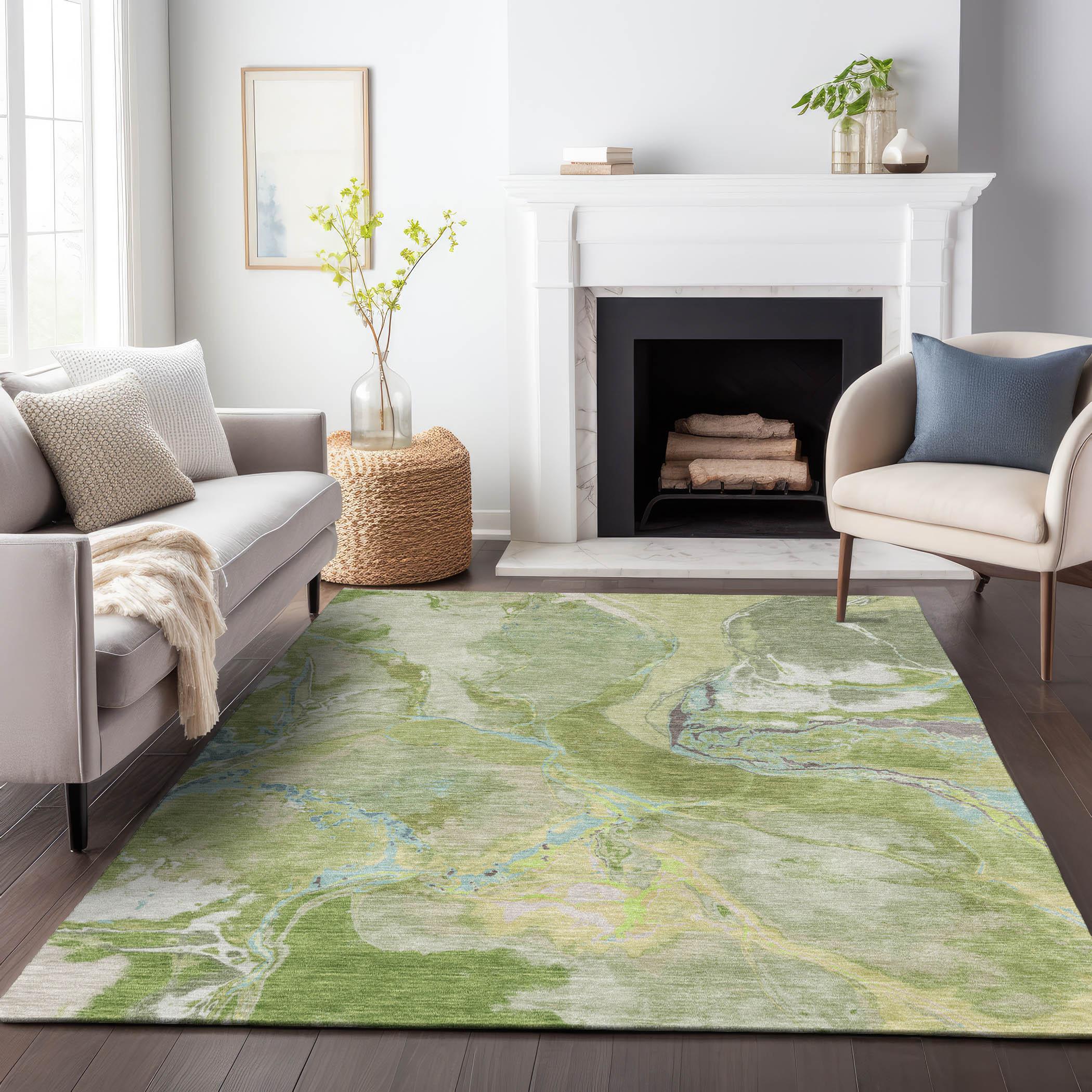 Addison Rugs Chantille Indoor/Outdoor Transitional Abstract Green Washable Rectangle Rug, 2'6" x 3'10"