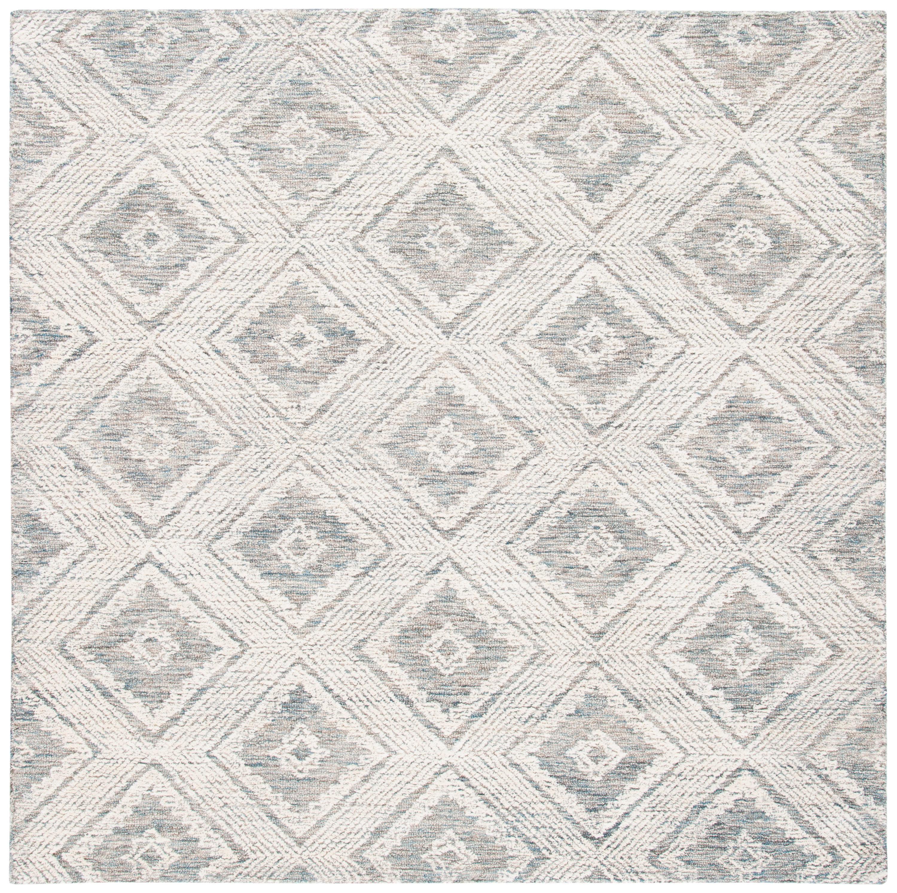 Abstract ABT347 Hand Tufted Area Rug - Ivory/Denim - 6'x6' - Safavieh .