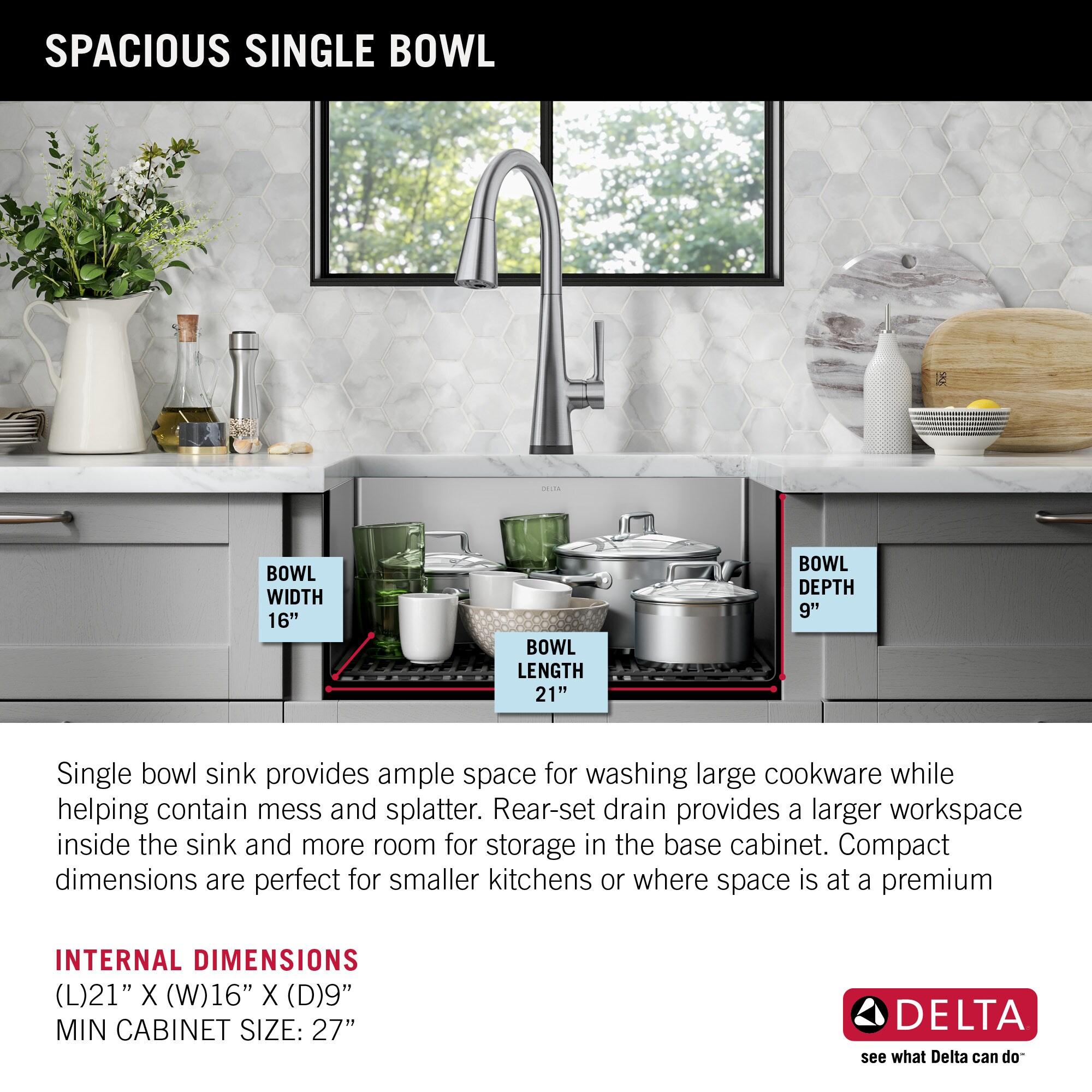 Delta Lenta™ Undermount 16 Gauge Stainless Steel Single Bowl Kitchen Sink with Accessories