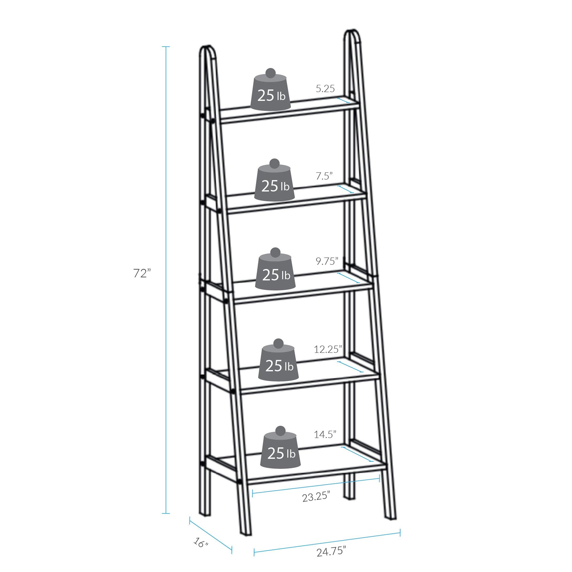 Casual Home 176-54 5-Shelf Ladder Bookcase, Warm Brown