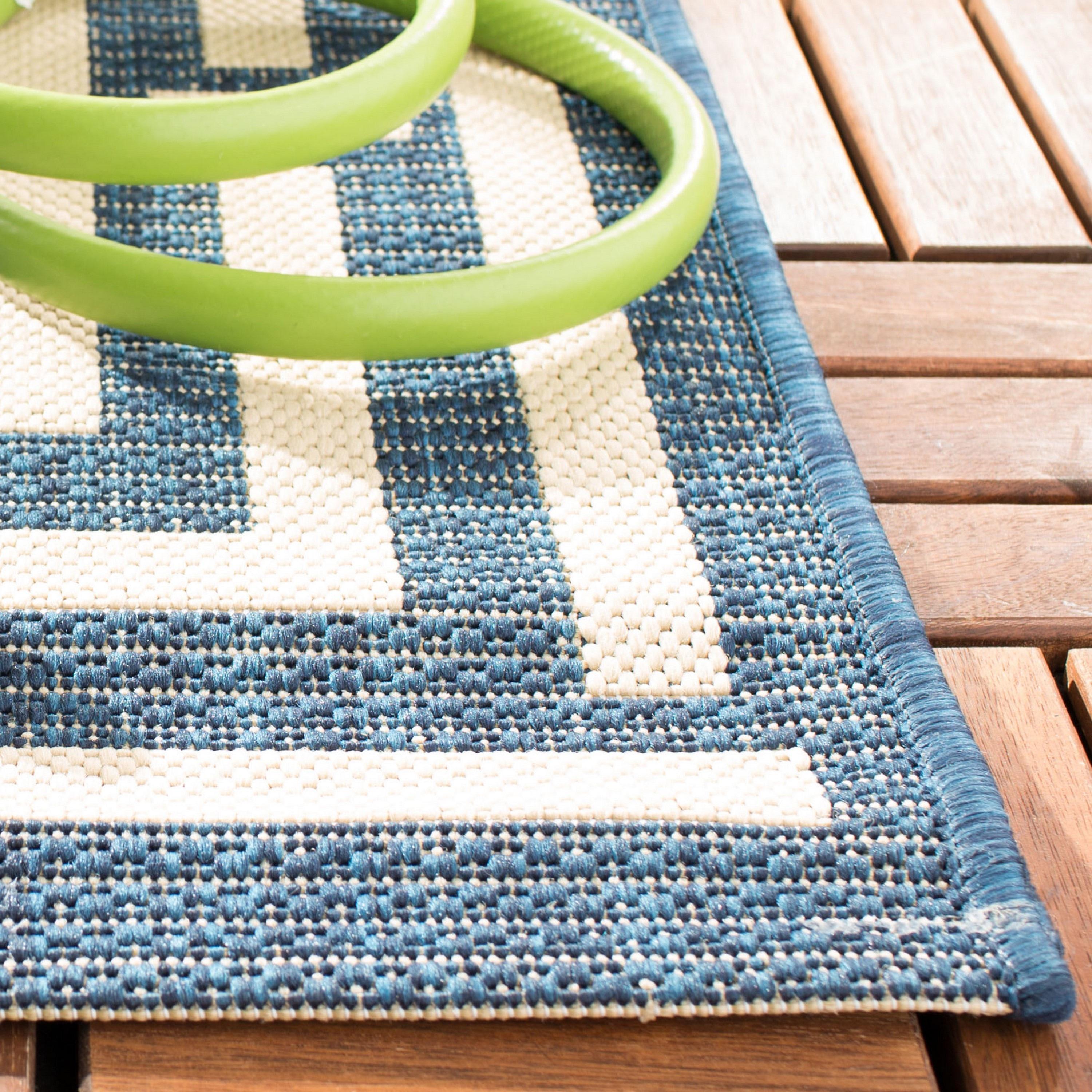 Courtyard CY6937 Power Loomed Indoor and Outdoor Area Rug - Navy/Beige - 5'3"x7'7" - Safavieh