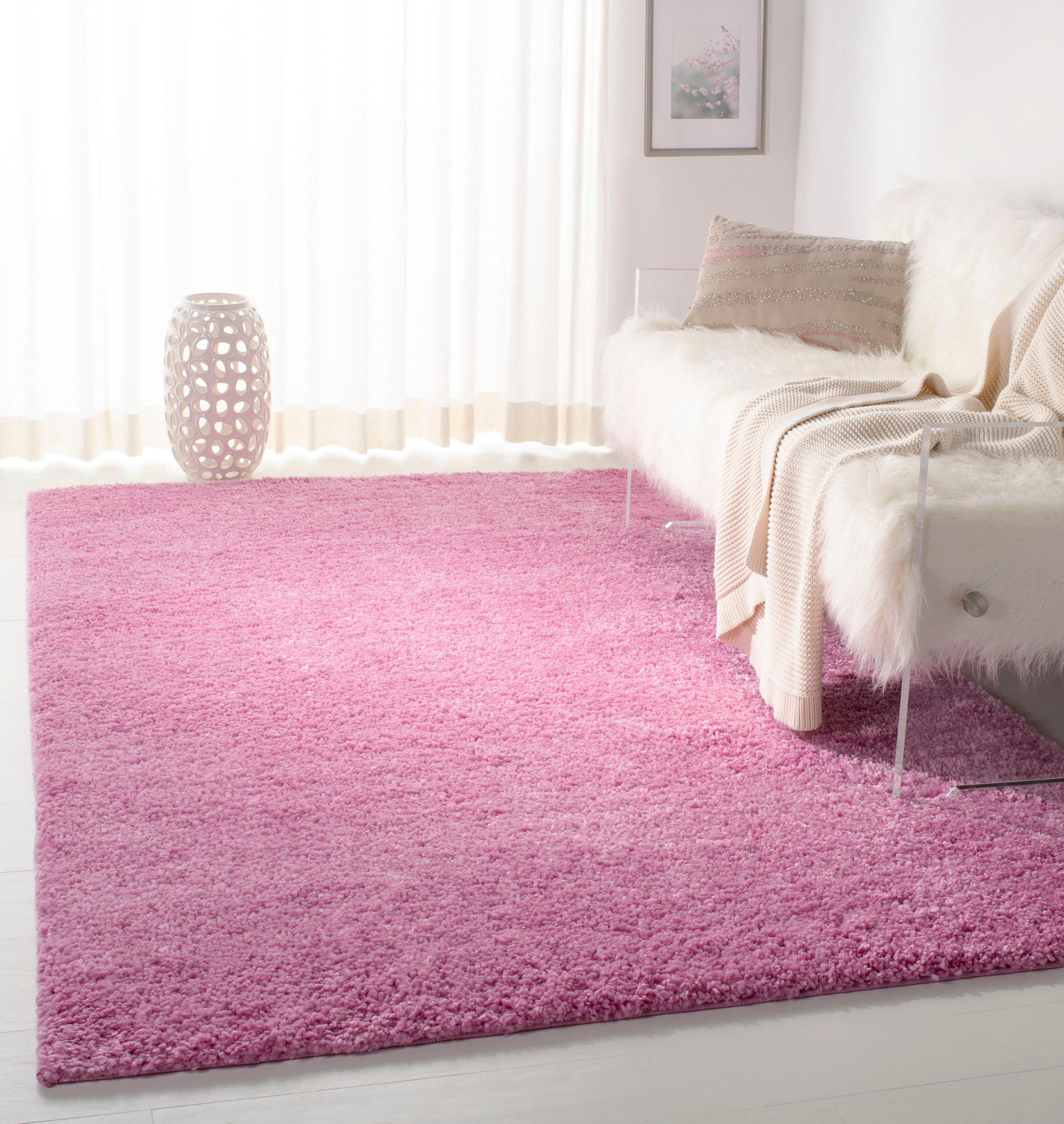 August Shag 900 AUG900 Power Loomed Indoor Area Rug - Pink - 5'3"x5'3" - Safavieh