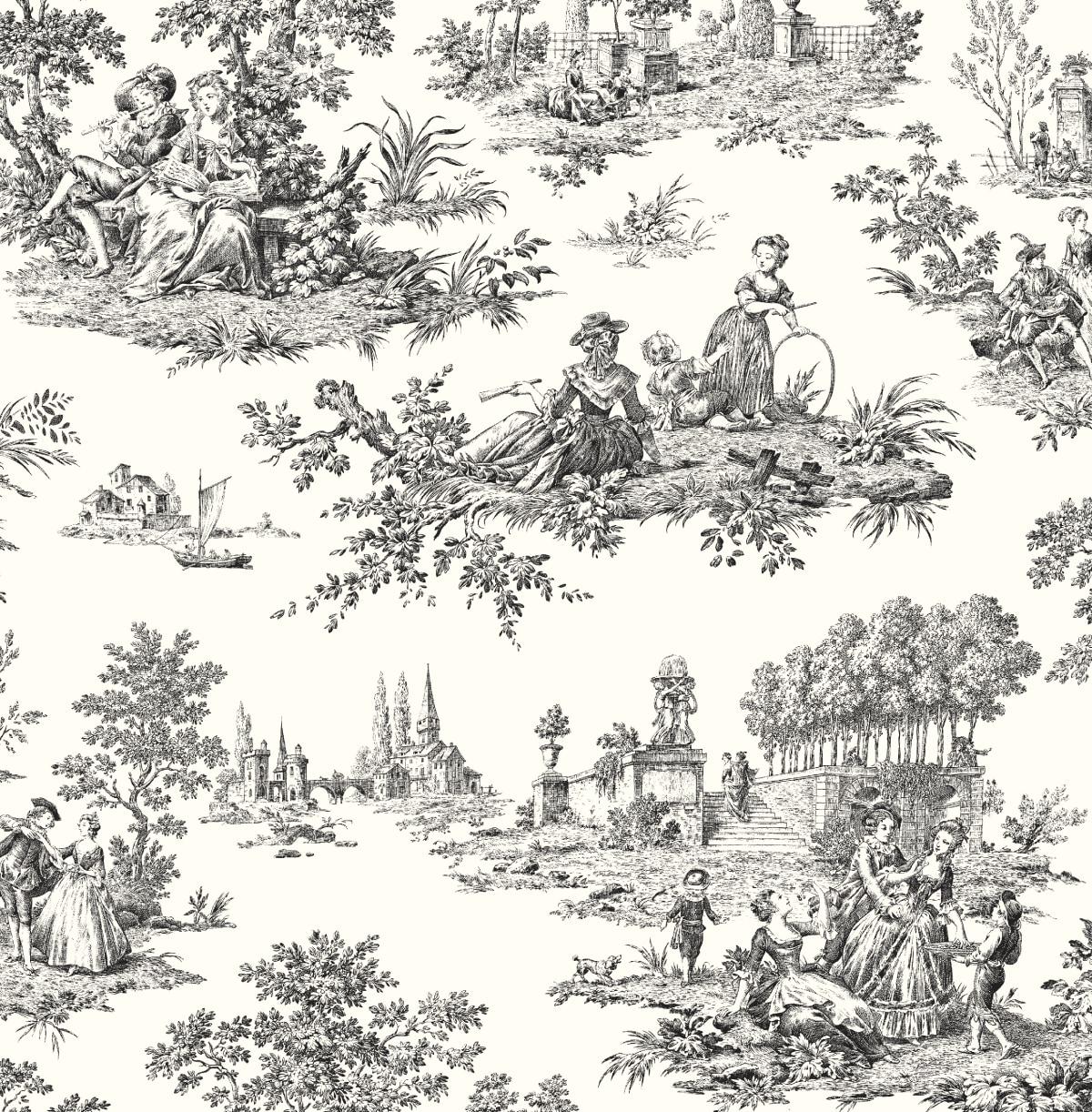 NextWall Inkwell Chateau Toile Peel and Stick Wallpaper