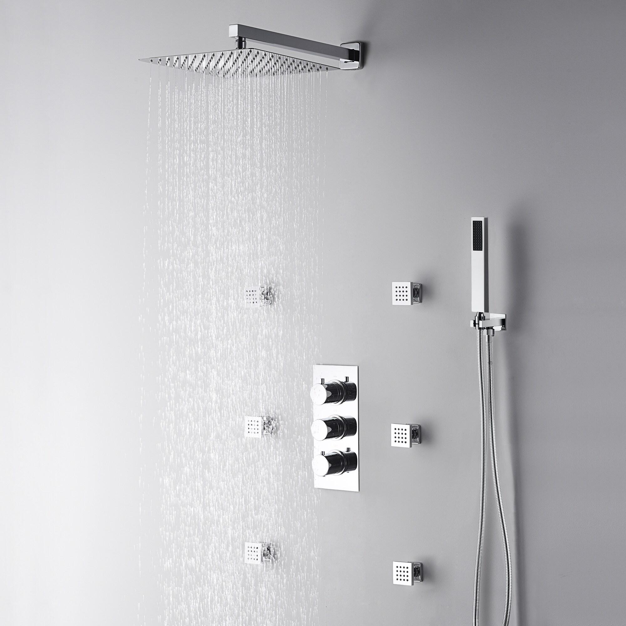 Revitalize 12 Inch Luxury Thermostatic Complete Shower System with Rough-in Valve