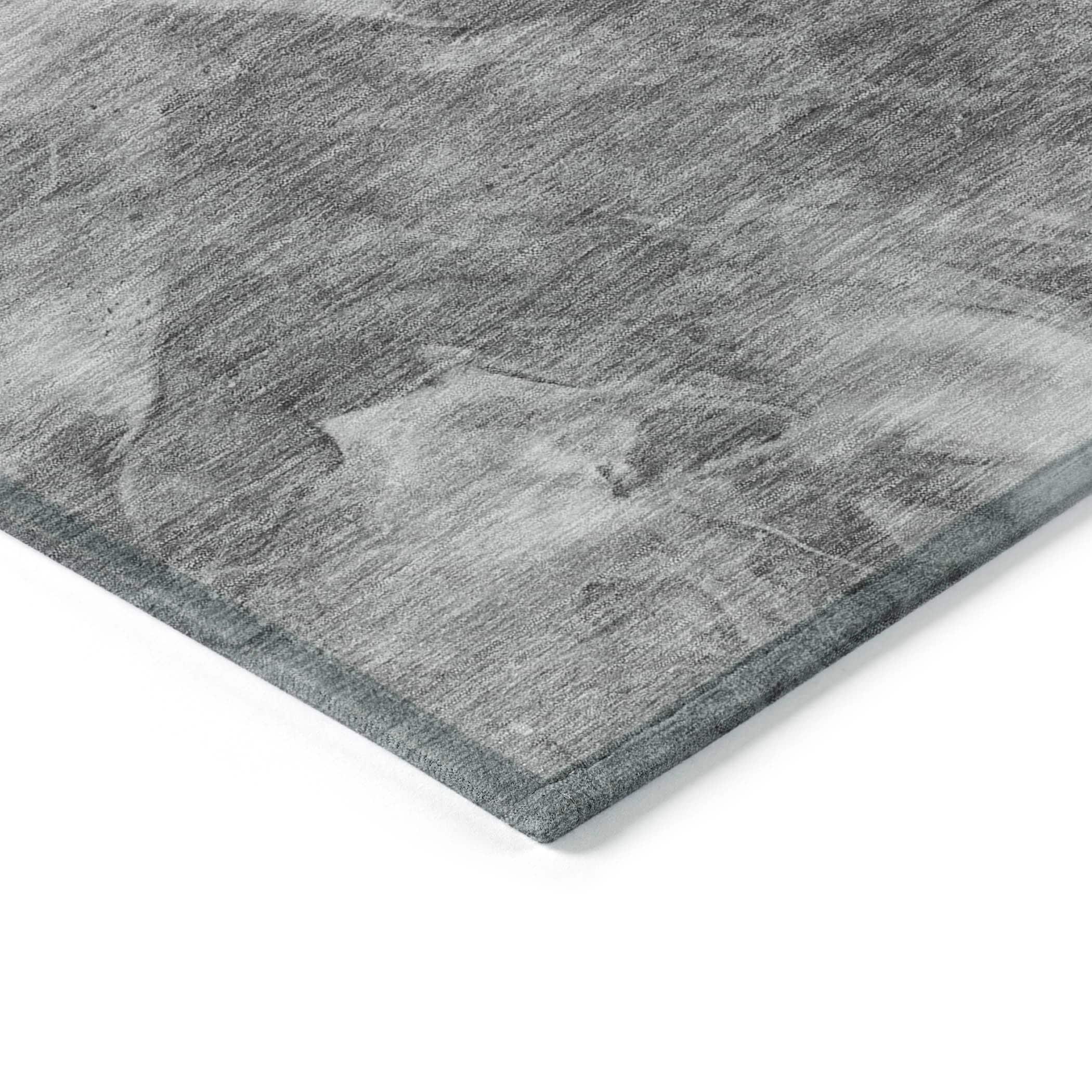 Gray Flat Woven 5' x 7' Stain-Resistant Synthetic Rug
