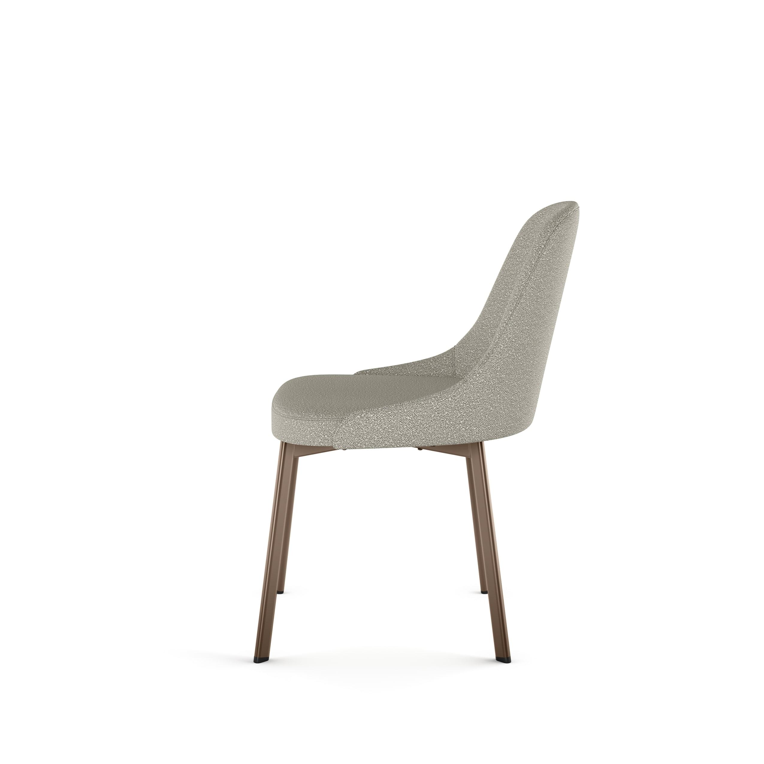 Amisco Harper Dining Chair - Light Beige & Grey Bouclé Polyester / Bronze Metal