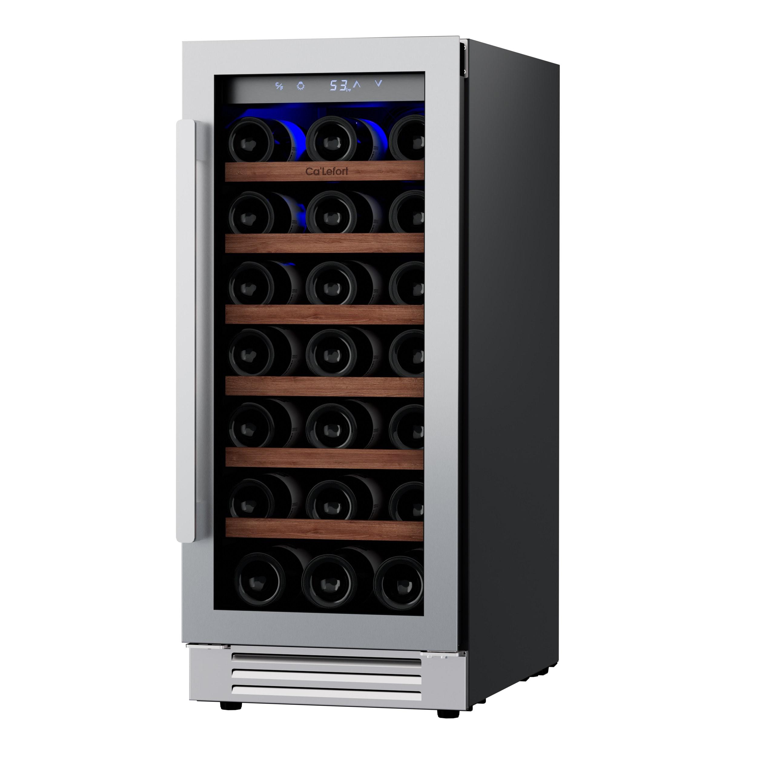 Ca'Lefort 15inch Wine Cooler Refrigerator,33 Bottle Wine Fridge Single Zone with Stainless Steel Reversible Tempered Glass Door