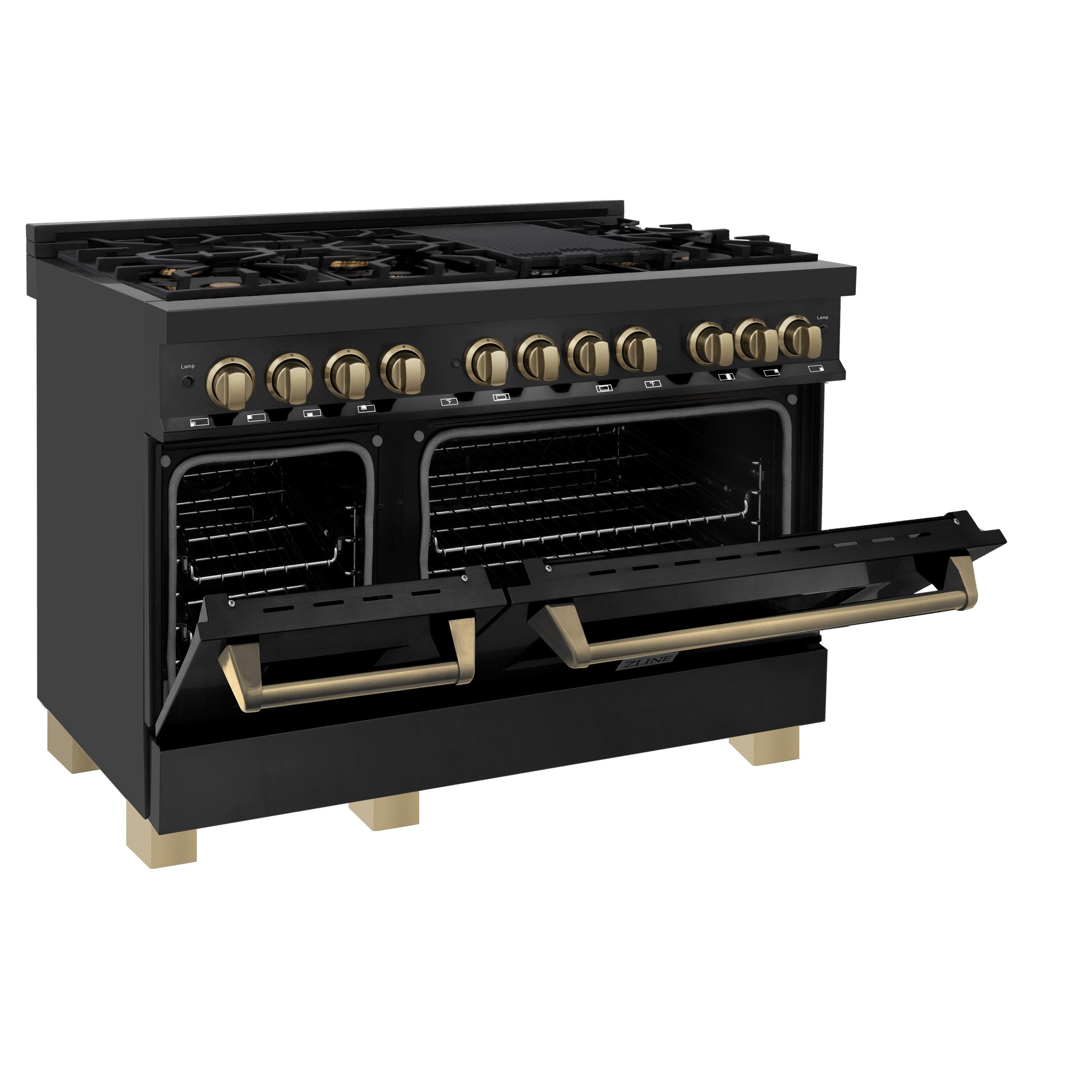 ZLINE Autograph 48" Legacy Dual Fuel Range in Black Stainless Steel