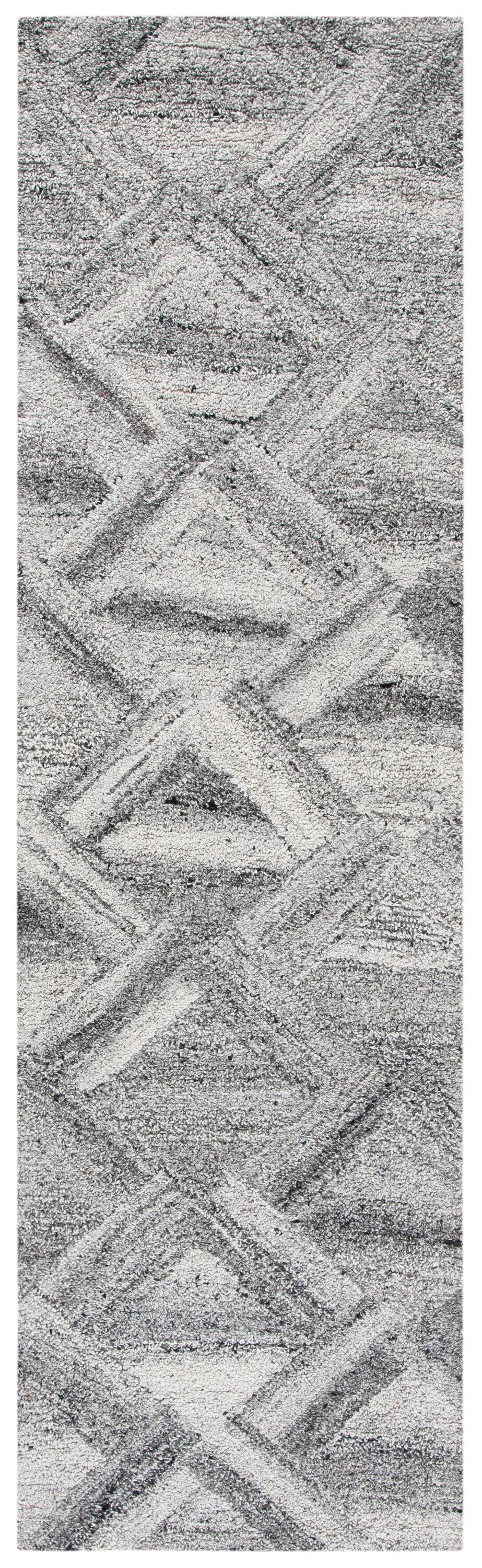 Abstract ABT607 Handmade Indoor Runner - Grey/Black - 2'-3"x8' - Safavieh