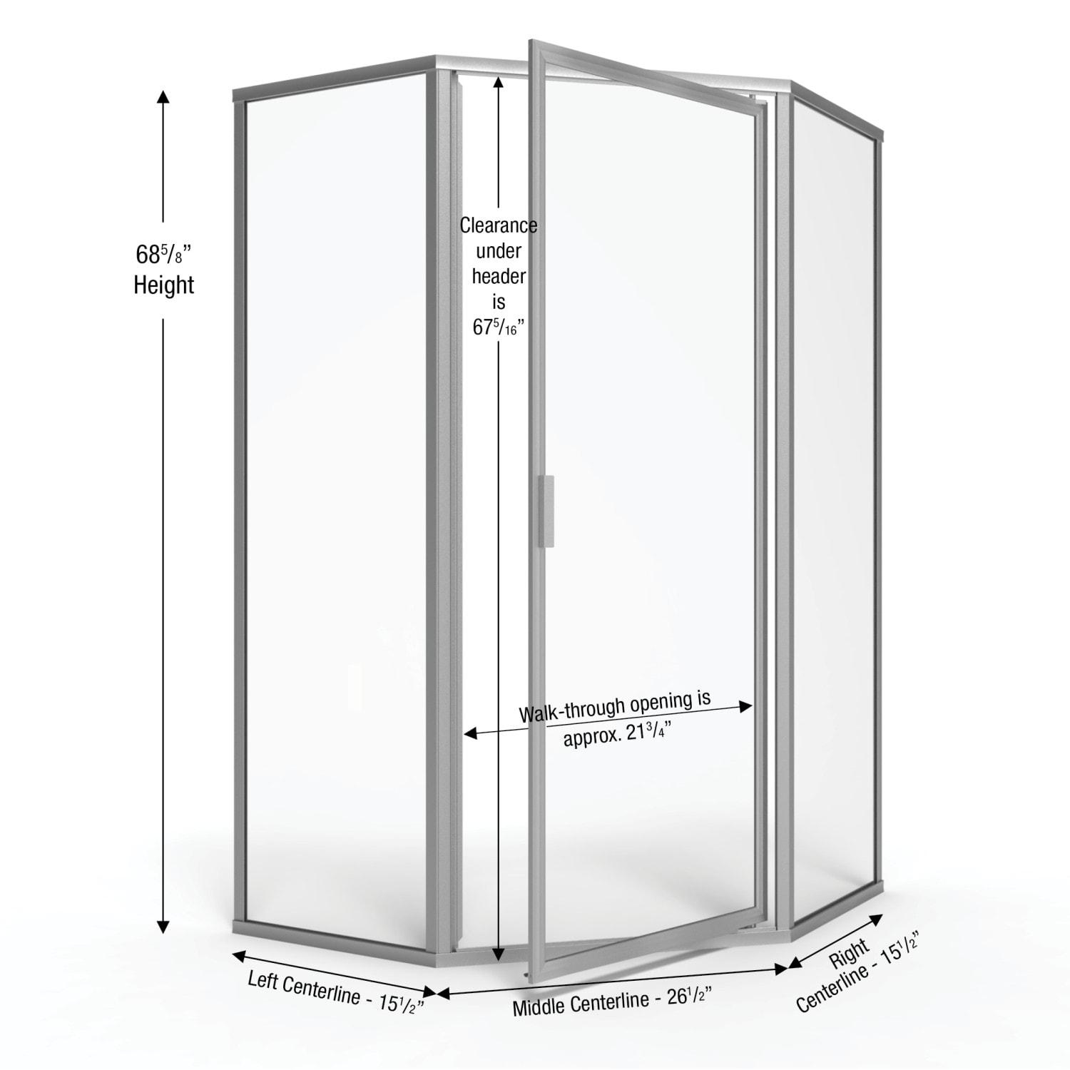 Deluxe 57.5'' W 68.6'' H Framed Neo-angle Reversible Shower Enclosure
