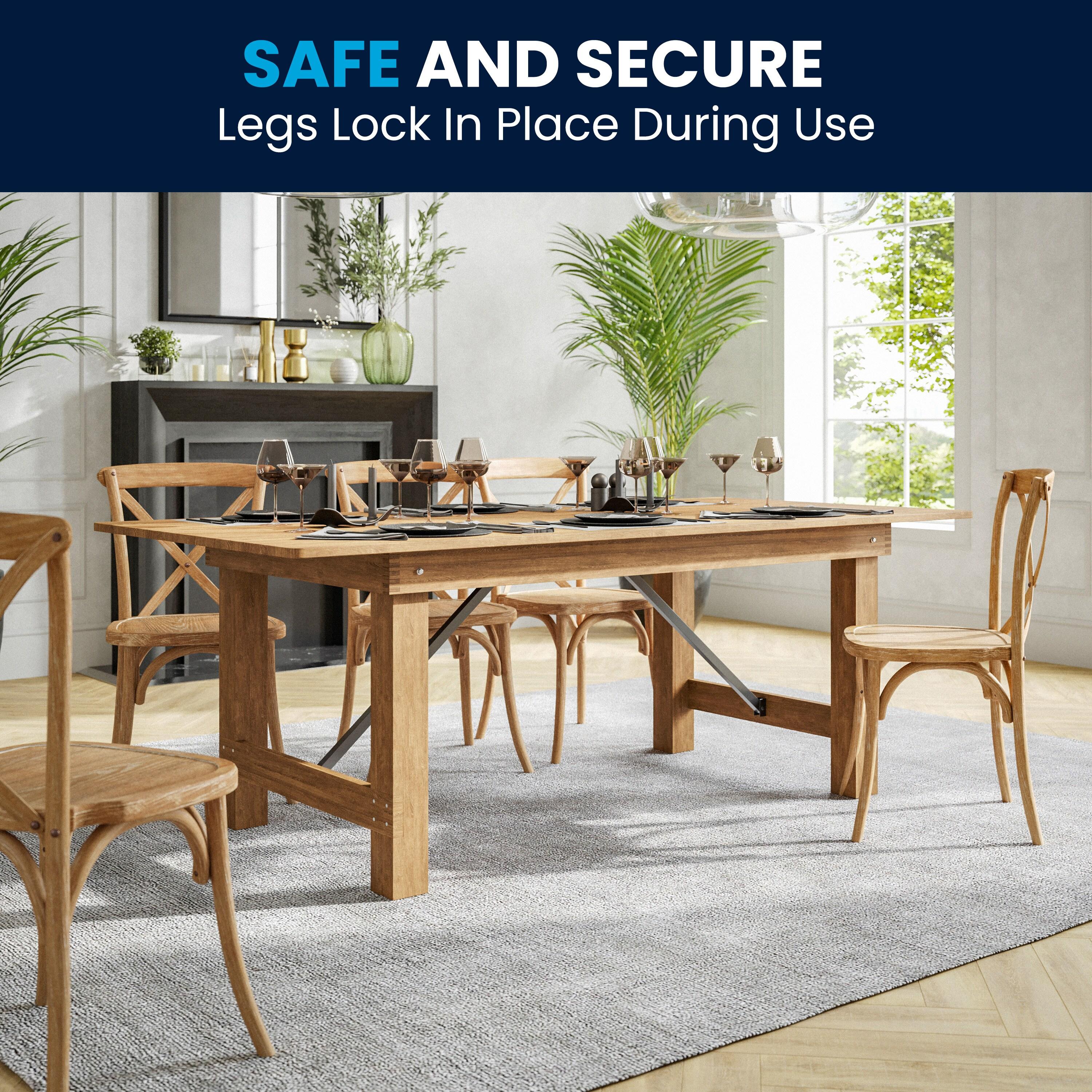 Flash Furniture Hercules Series 7' x 40" Rectangular Rustic Solid Pine Folding Dining Table