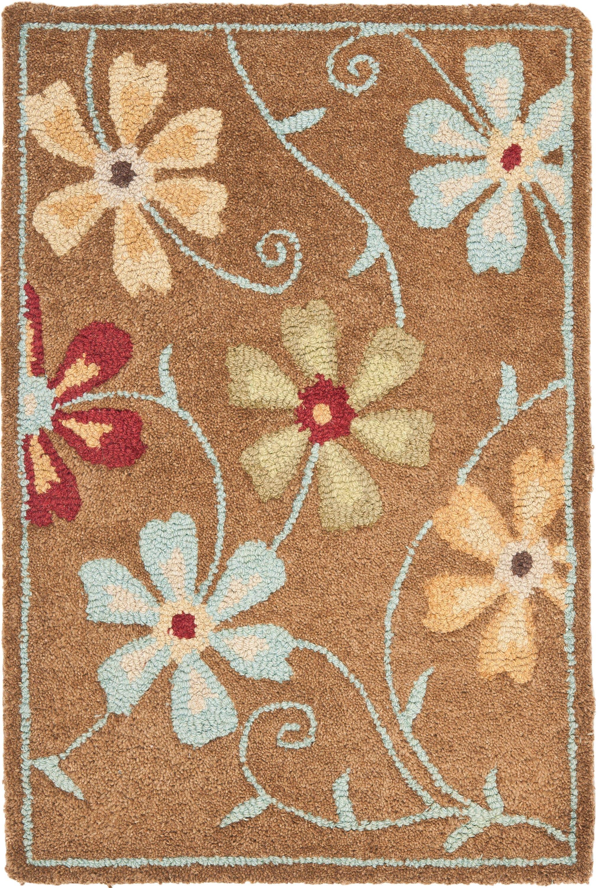 Blossom BLM784 Hand Hooked Accent Rug - Camel/Multi - 2'x3' - Safavieh.