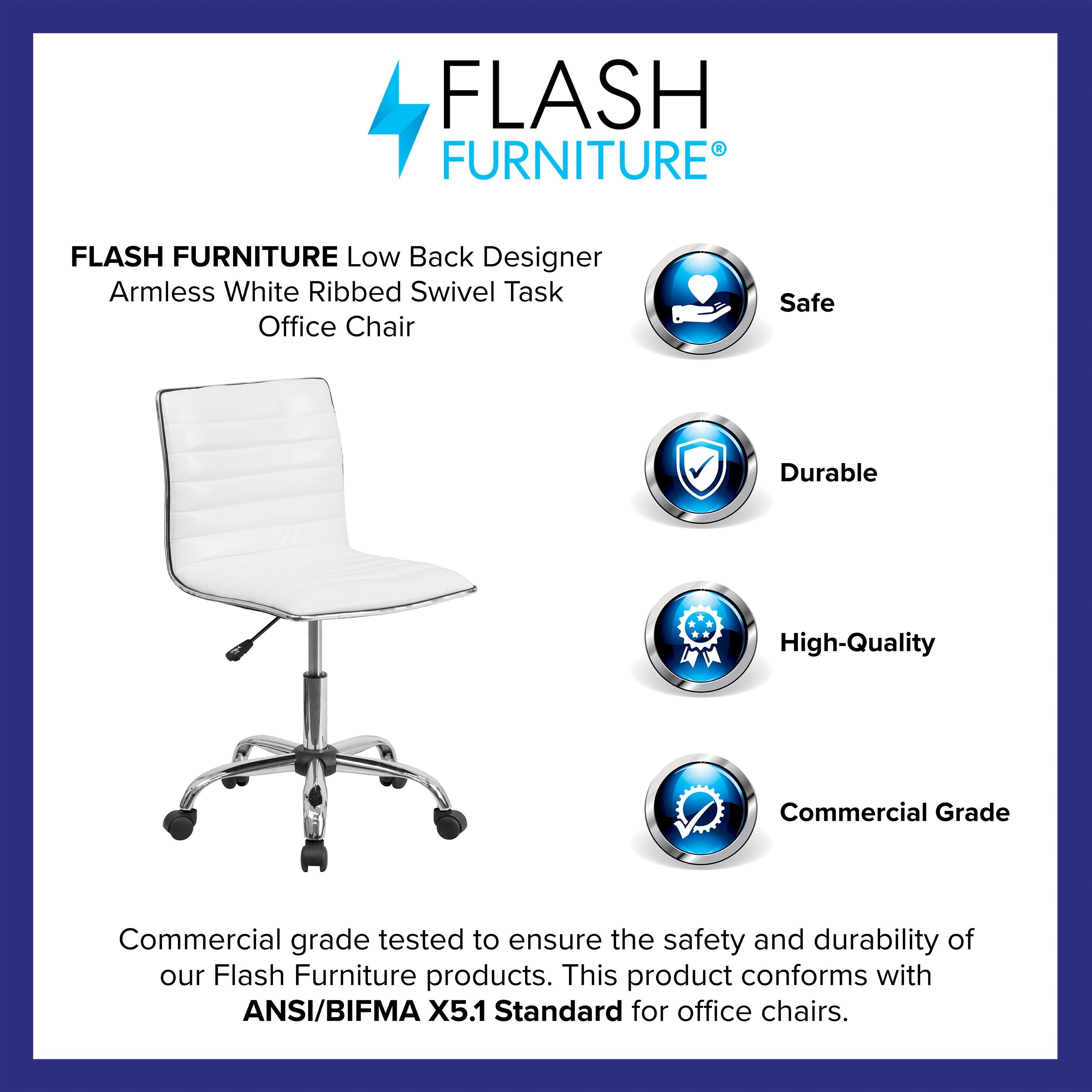 Flash Furniture Low Back Designer Armless Ribbed Swivel Task Office Chair