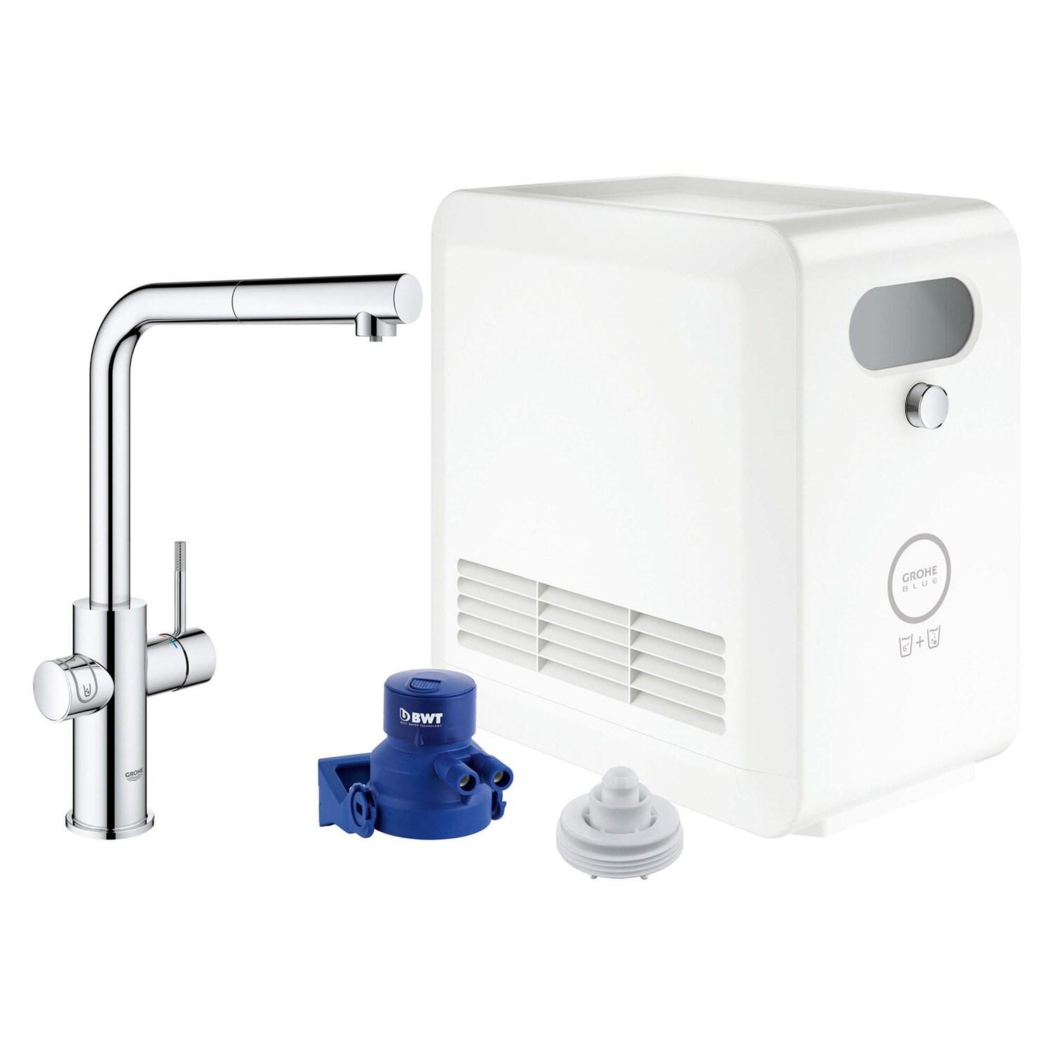 Blue Pull Out Single Handle Kitchen Faucet with Accessories