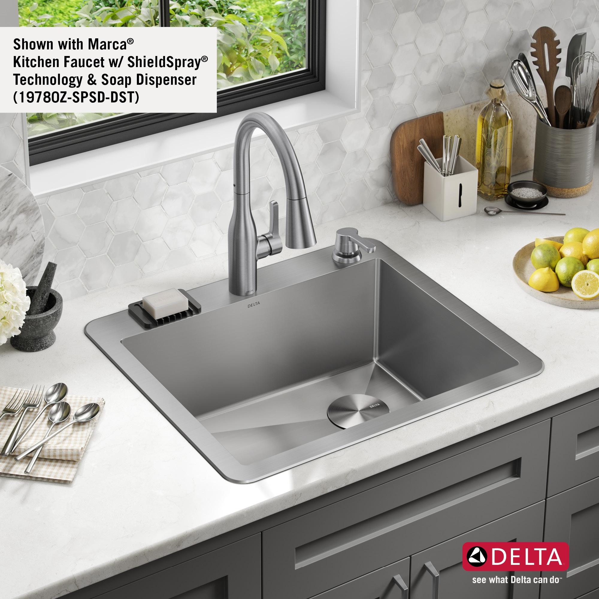 Delta Marca™ Drop-In Undermount Stainless Steel Single Bowl Kitchen Sink with Accessories