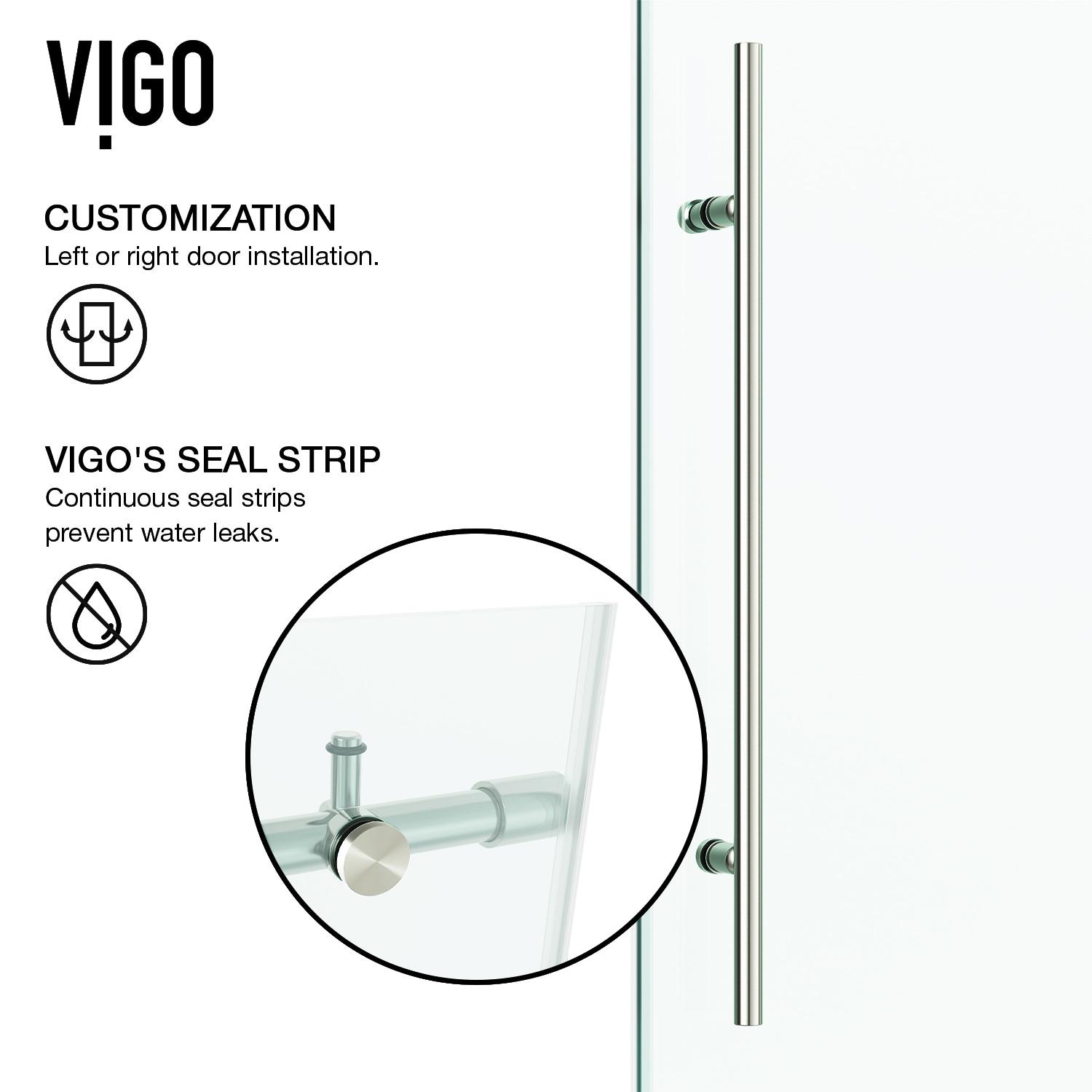 Elan E-Class 68-72" W x 76" H Sliding Frameless Shower Door with 3/8" Clear Glass