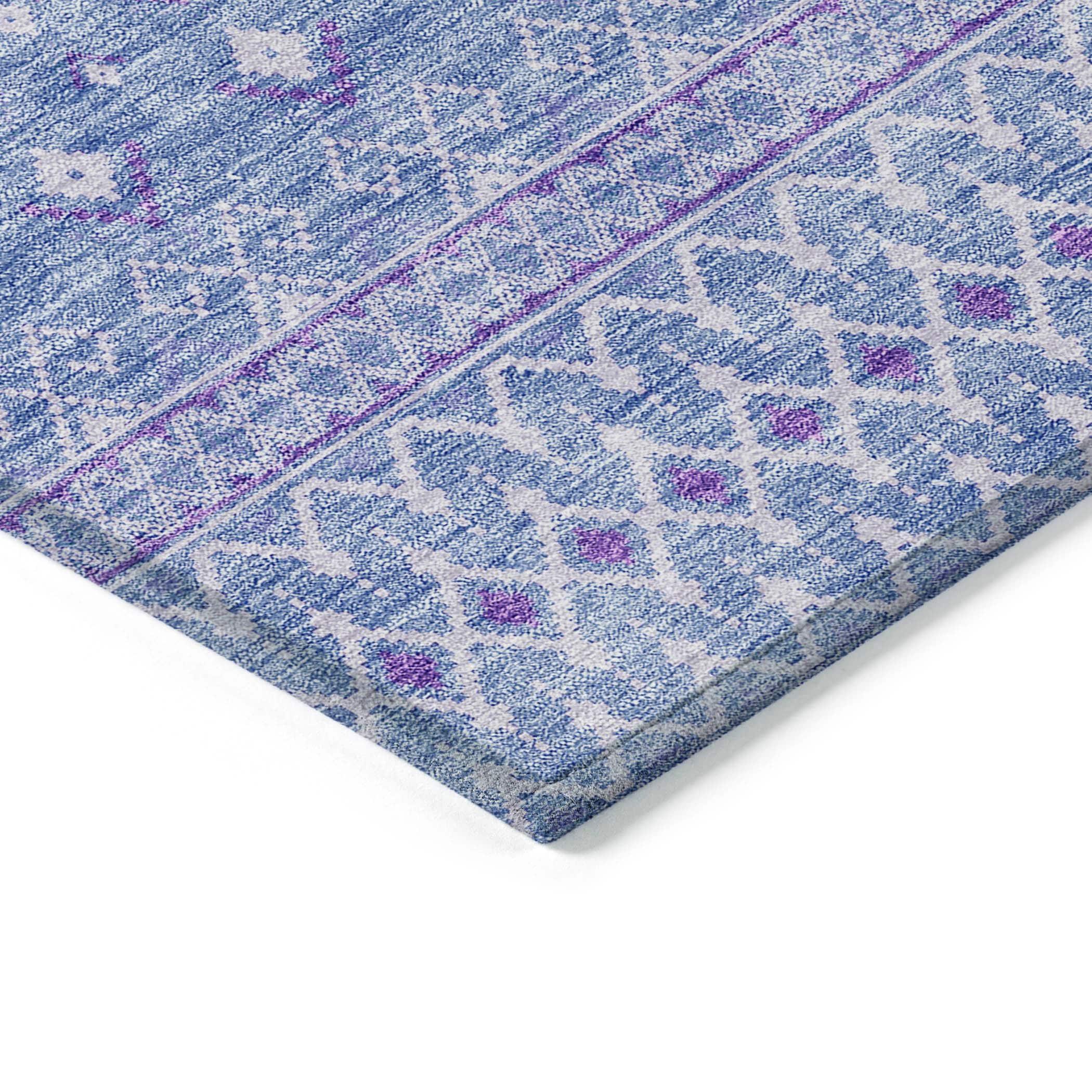 Sky Blue Synthetic Flat Woven 8' x 10' Bohemian Rug