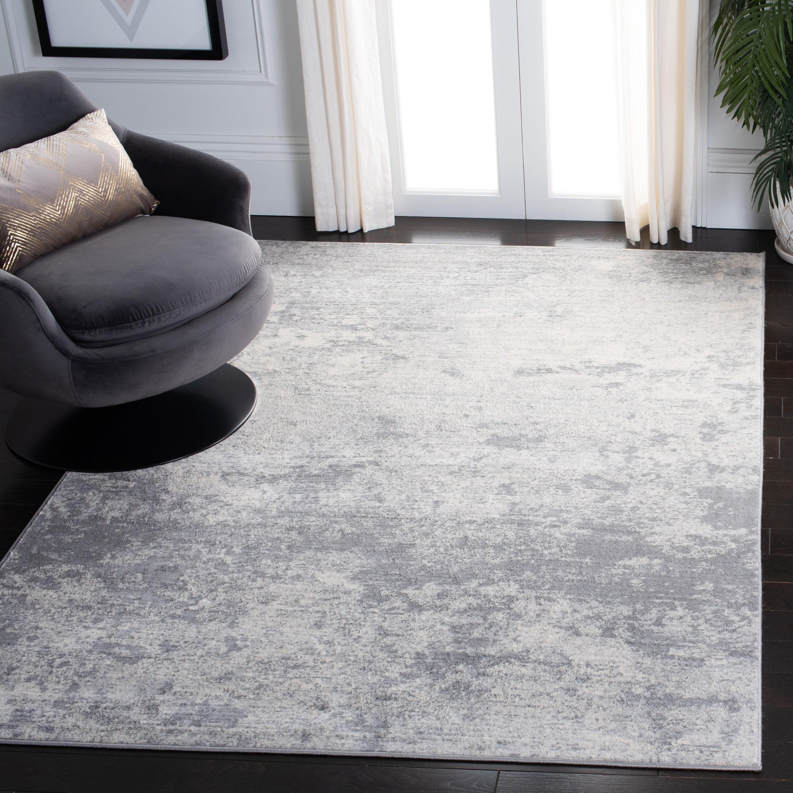 Brentwood BNT822 Power Loomed Area Rug - Grey/Ivory - 9'x9' - Safavieh.