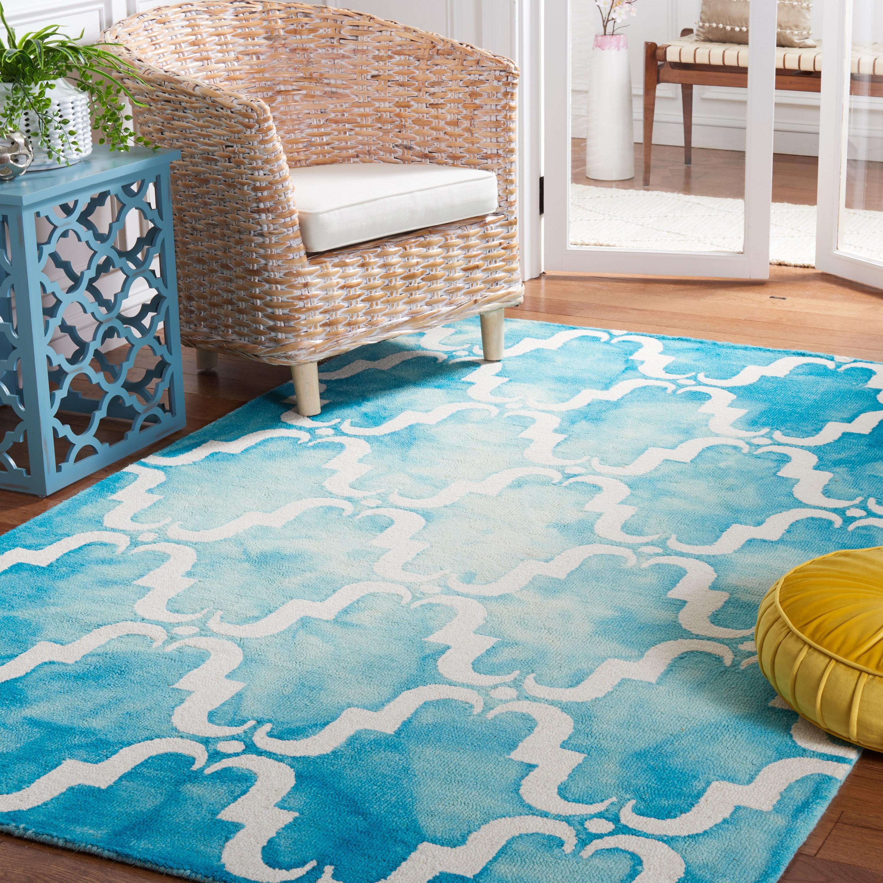 Dip Dye DDY536 Hand Tufted Accent Rug - Turquoise/Ivory - 2'6"x4' - Safavieh.