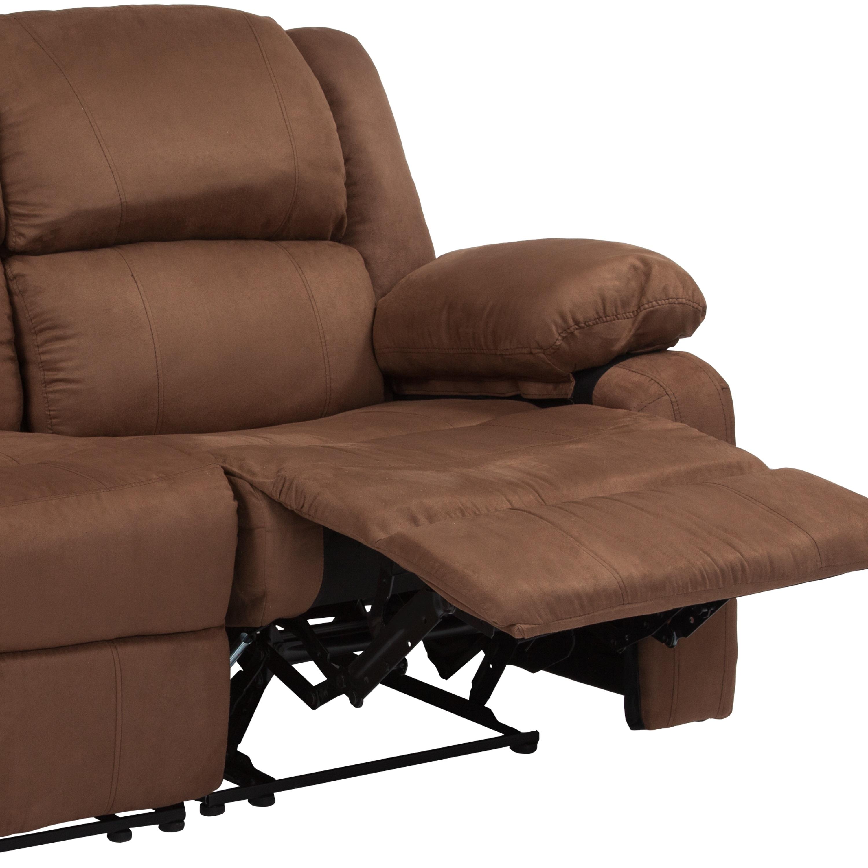 Flash Furniture Harmony Series Chocolate Brown Microfiber Loveseat with Two Built-In Recliners