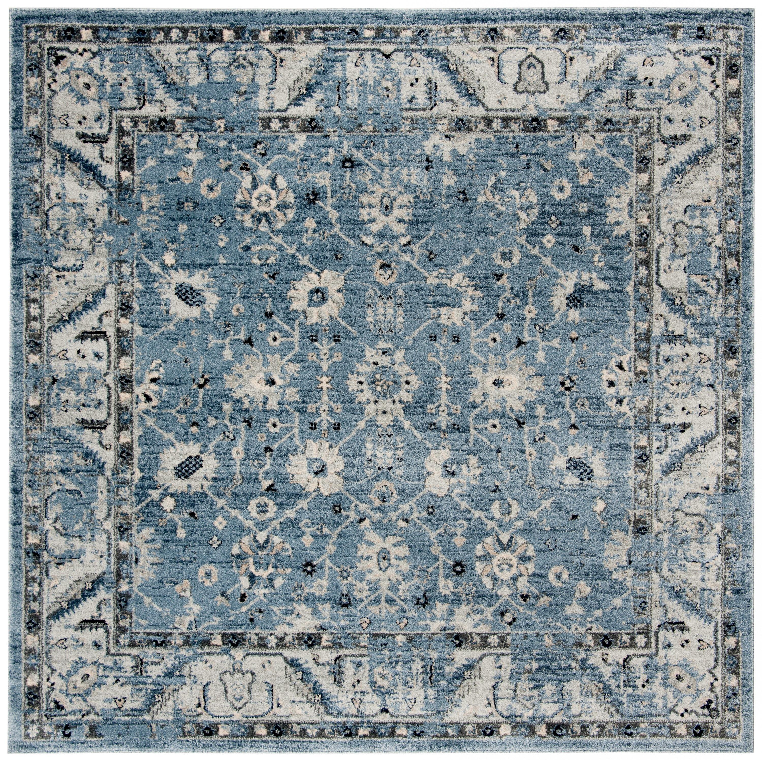 Charleston CHL413 Loomed Indoor Area Rug - Navy/Light Grey - 6'7"x6'7" - Safavieh