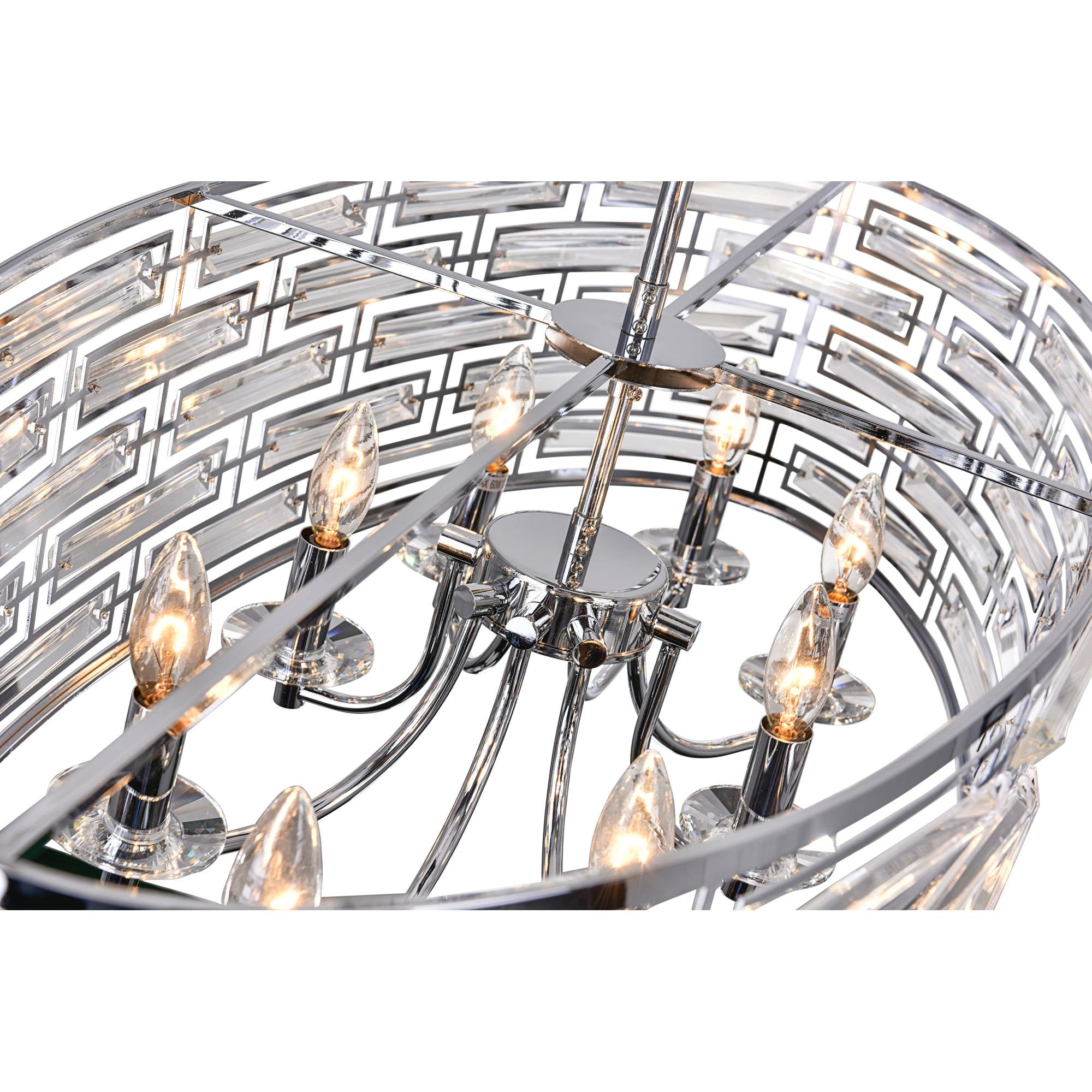 CWI Lighting Petia 8 Light Drum Shade Metal Island Light in Chrome