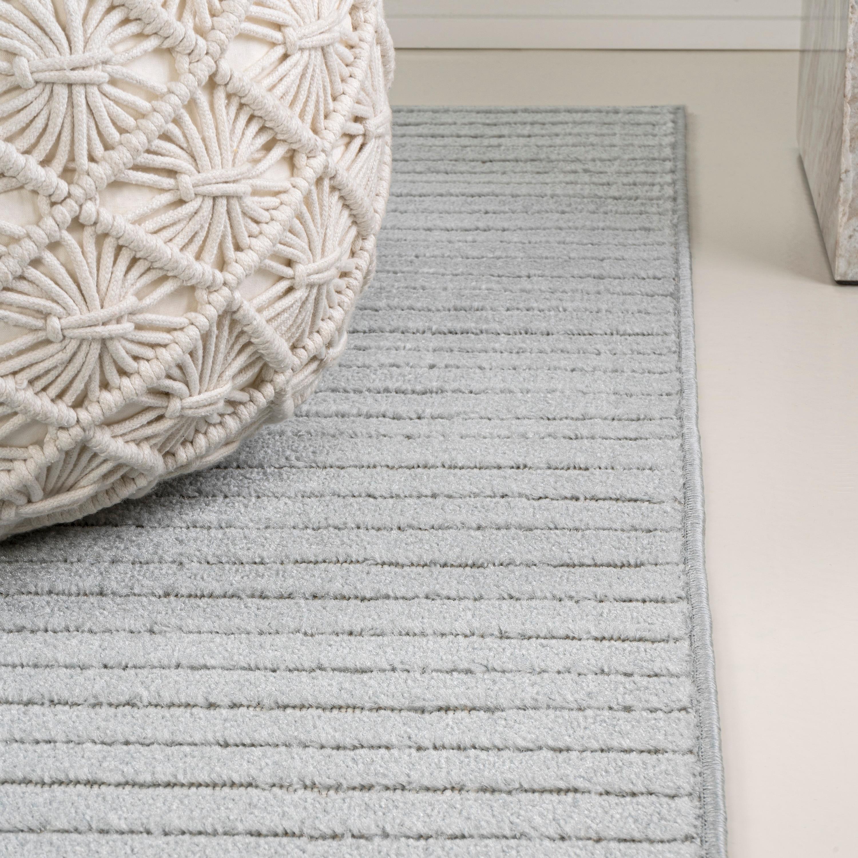 JONATHAN Y Hallie High-Low Minimalist Curve Geometric Light Blue/Cream 4 ft. x 6 ft. Indoor/Outdoor Area Rug