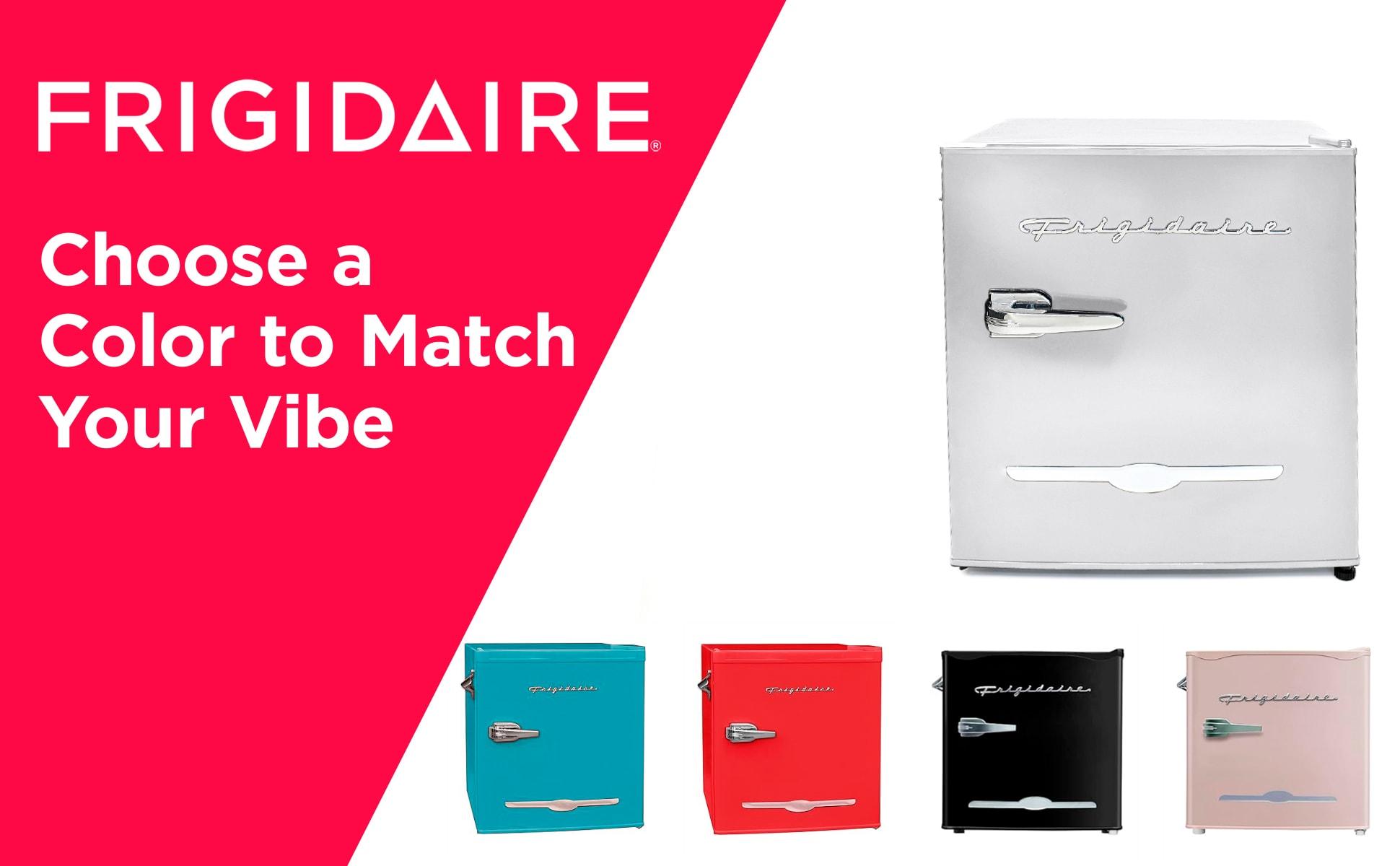 Frigidaire 1.6 cu ft Retro Fridge With Side Bottle Opener Moonbeam: Compact Dorm & Skincare Refrigerator-Freezer, Manual Defrost