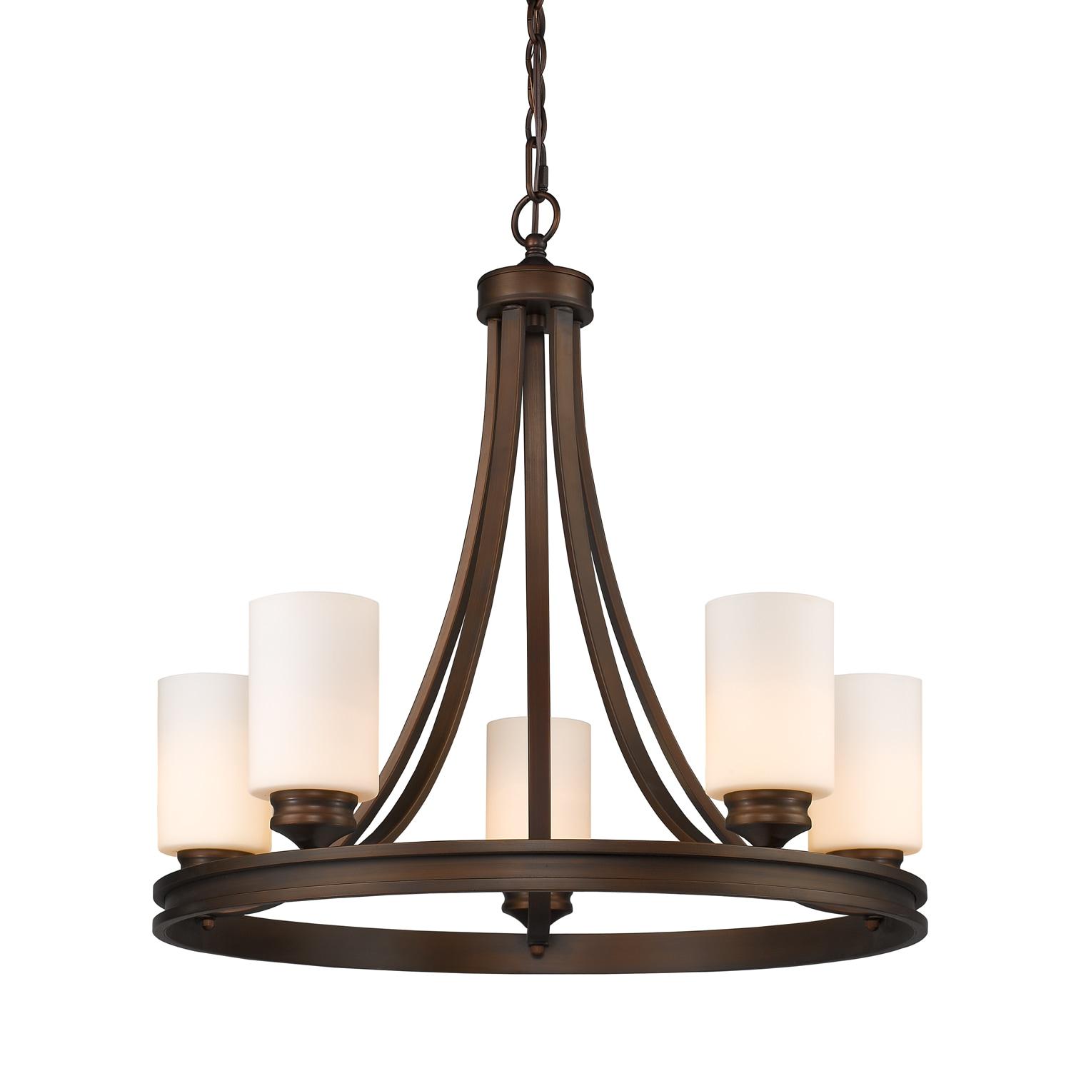 Golden Lighting Hidalgo 5-Light Chandelier in Sovereign Bronze with Opal Glass