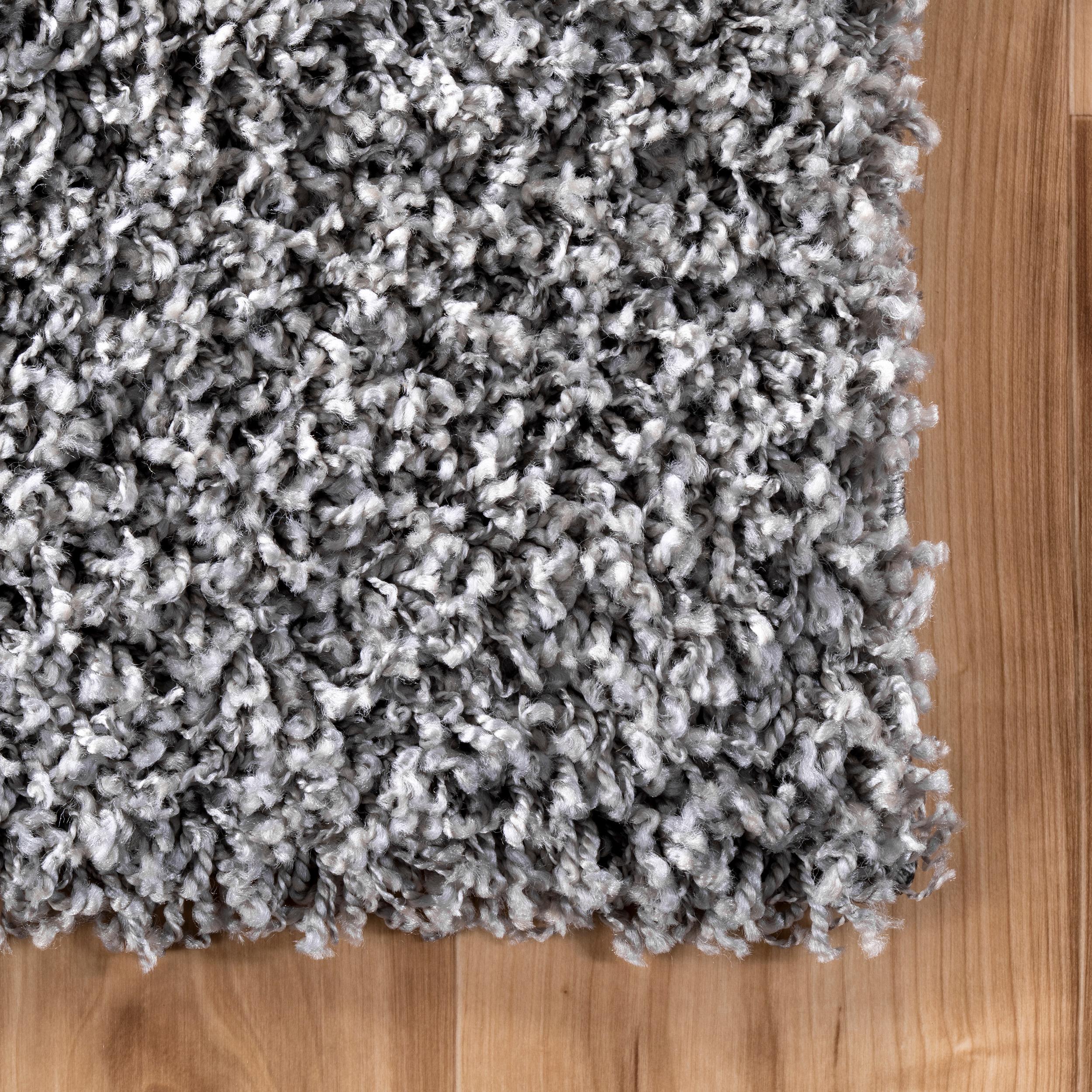 Luxurious Silver Shag 20' Runner Rug with Easy Care Synthetic Pile