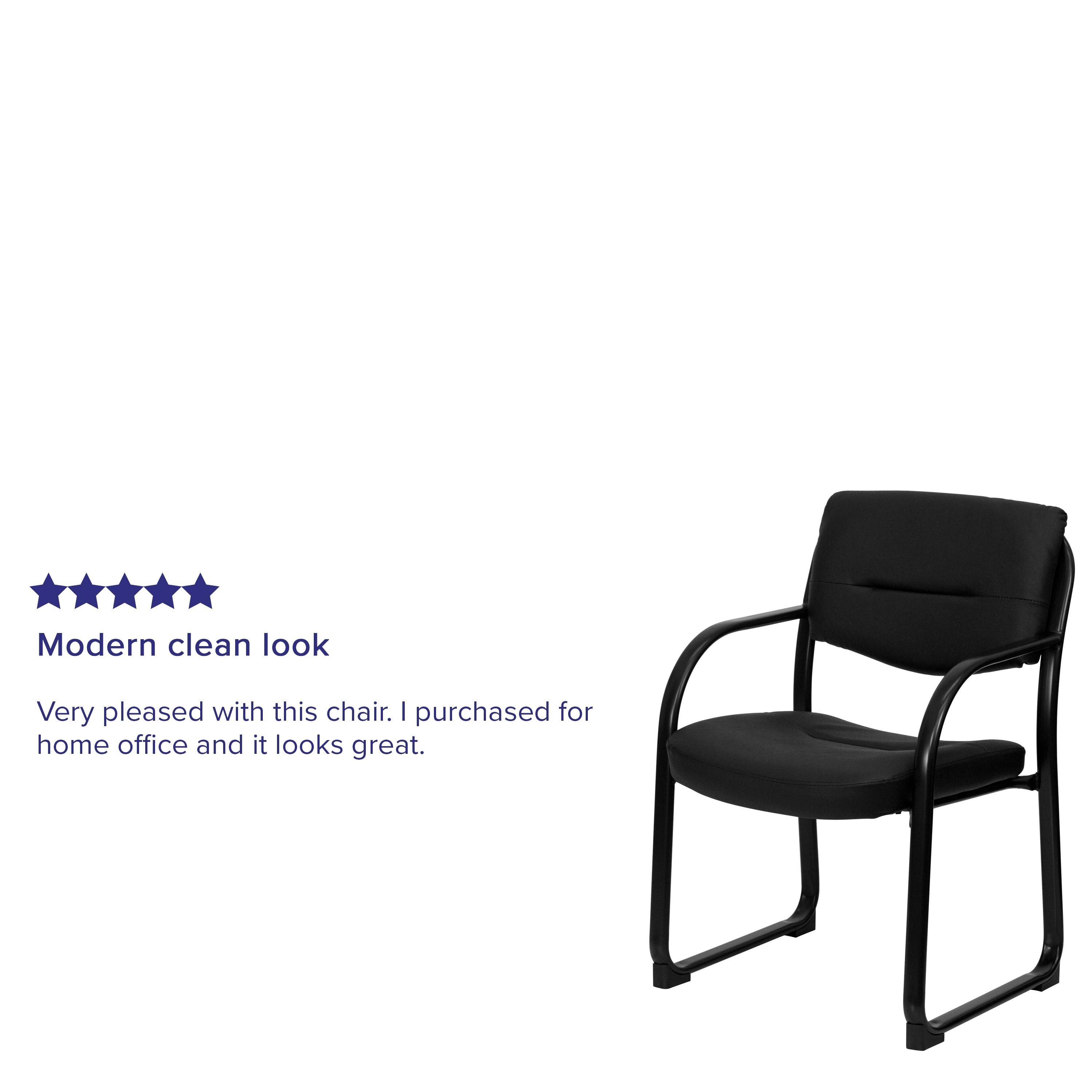 Flash Furniture Black LeatherSoft Executive Side Reception Chair with Sled Base